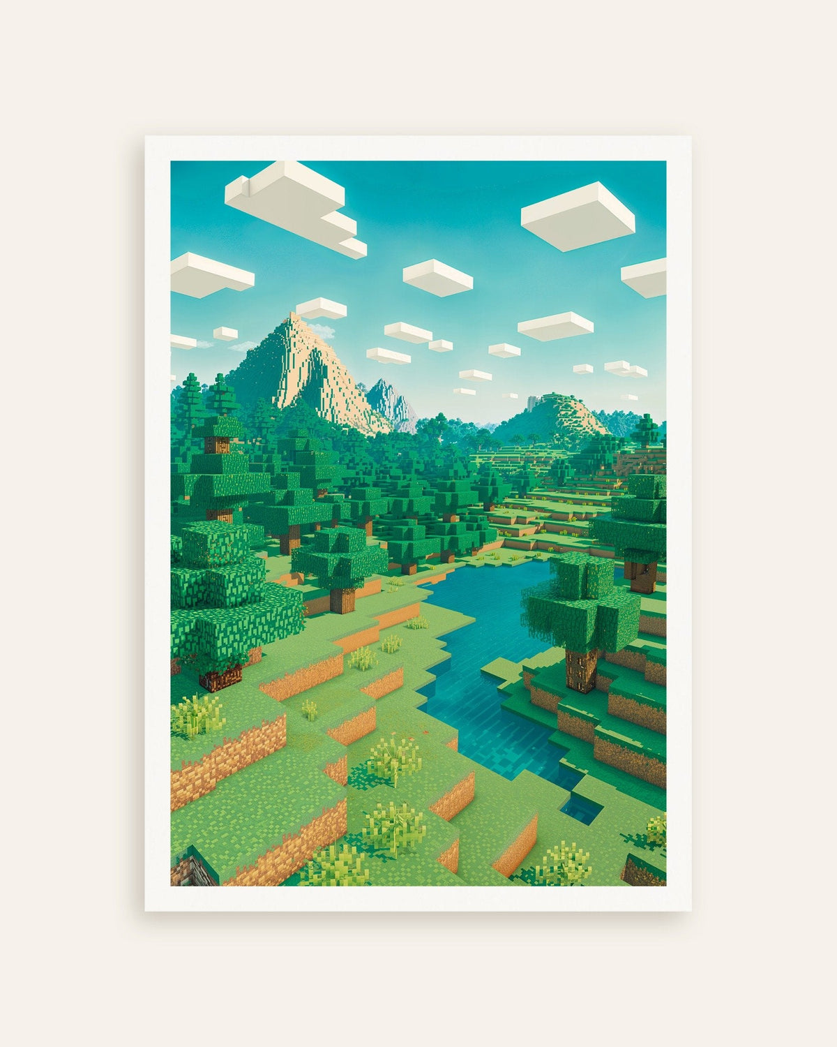 Poster van Pixelwereld, berglandschap – pixelartfanposter, miniatuurafbeelding
