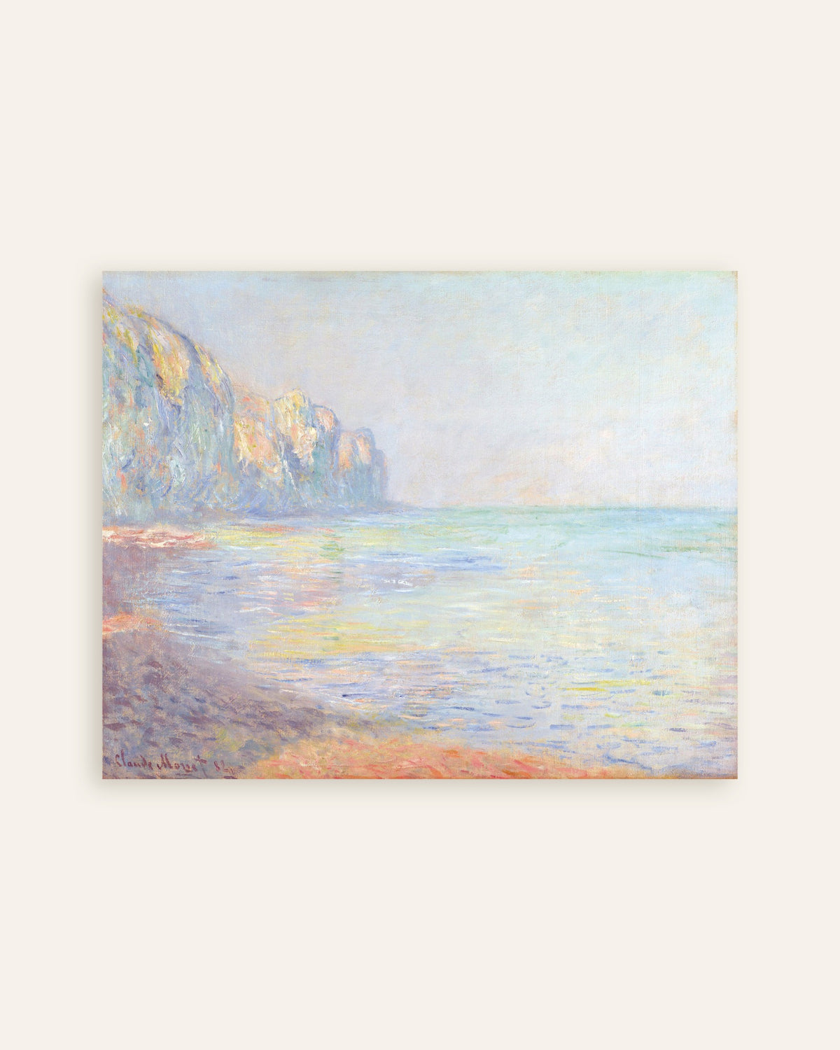 Poster Nevelige ochtend bij Pourville (1882) van Claude Monet, miniatuur