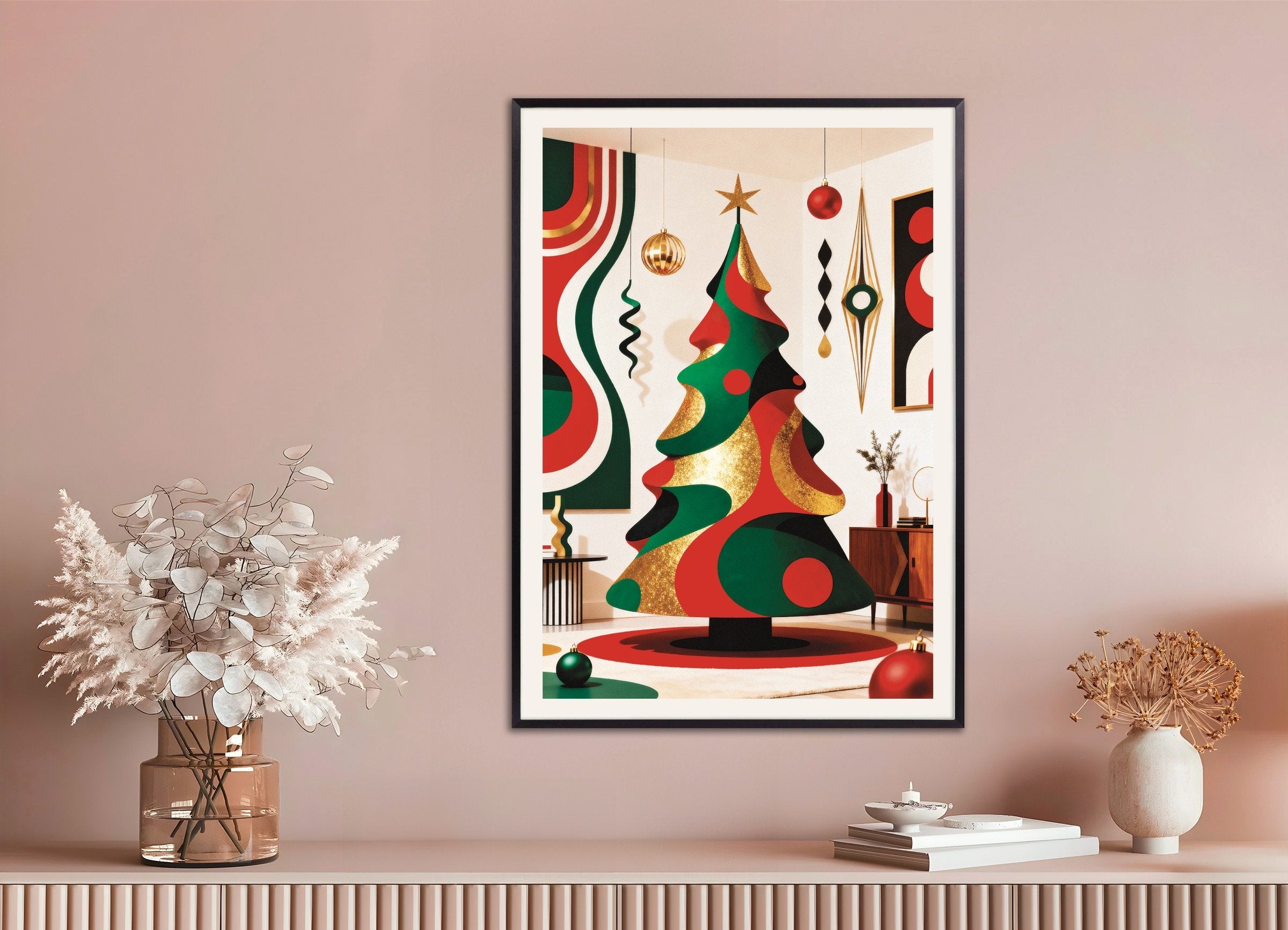 Poster of Modern design Christmas tree poster, with metal frame