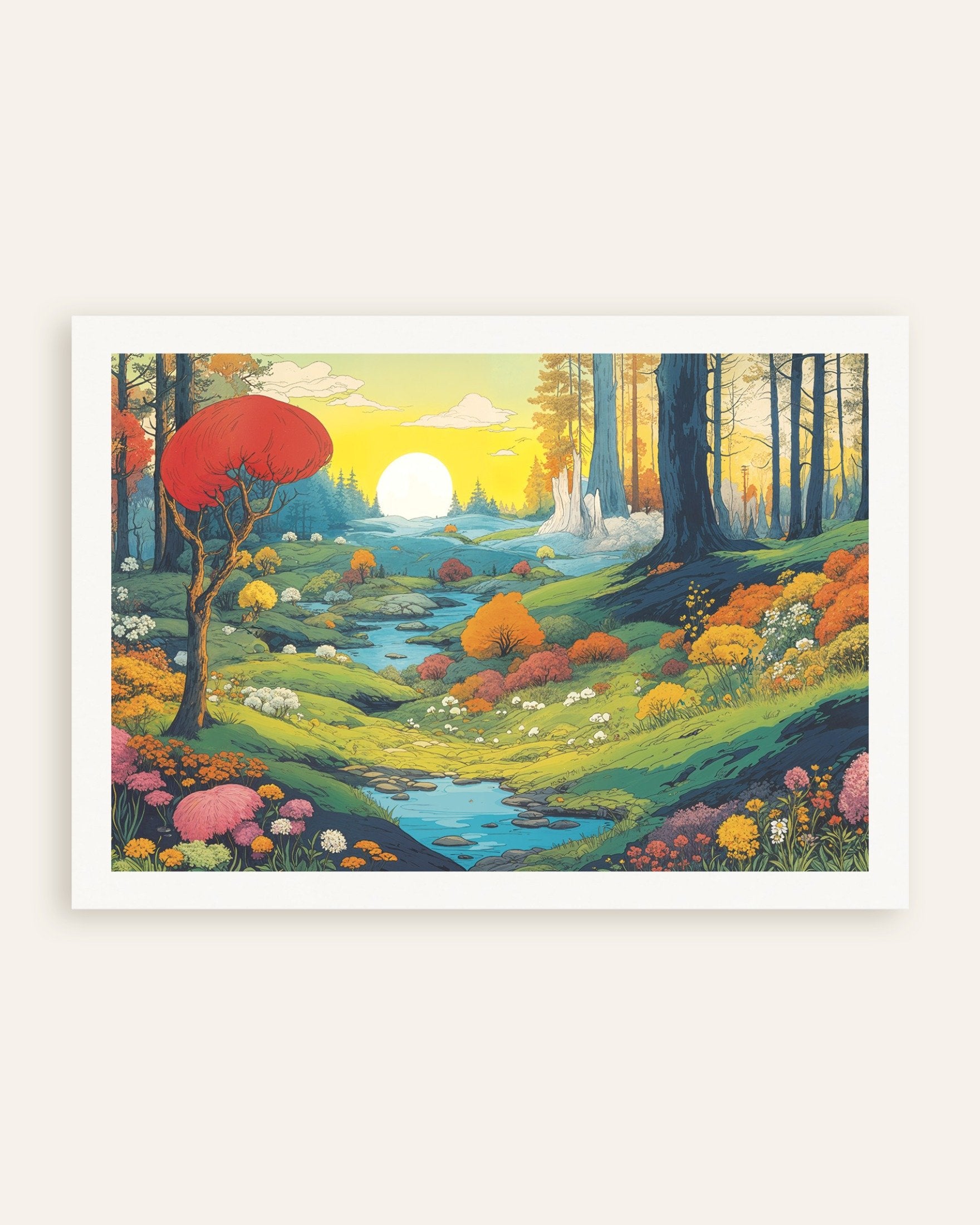 Poster of Moomin inspired sunlit valley poster, thumbnail