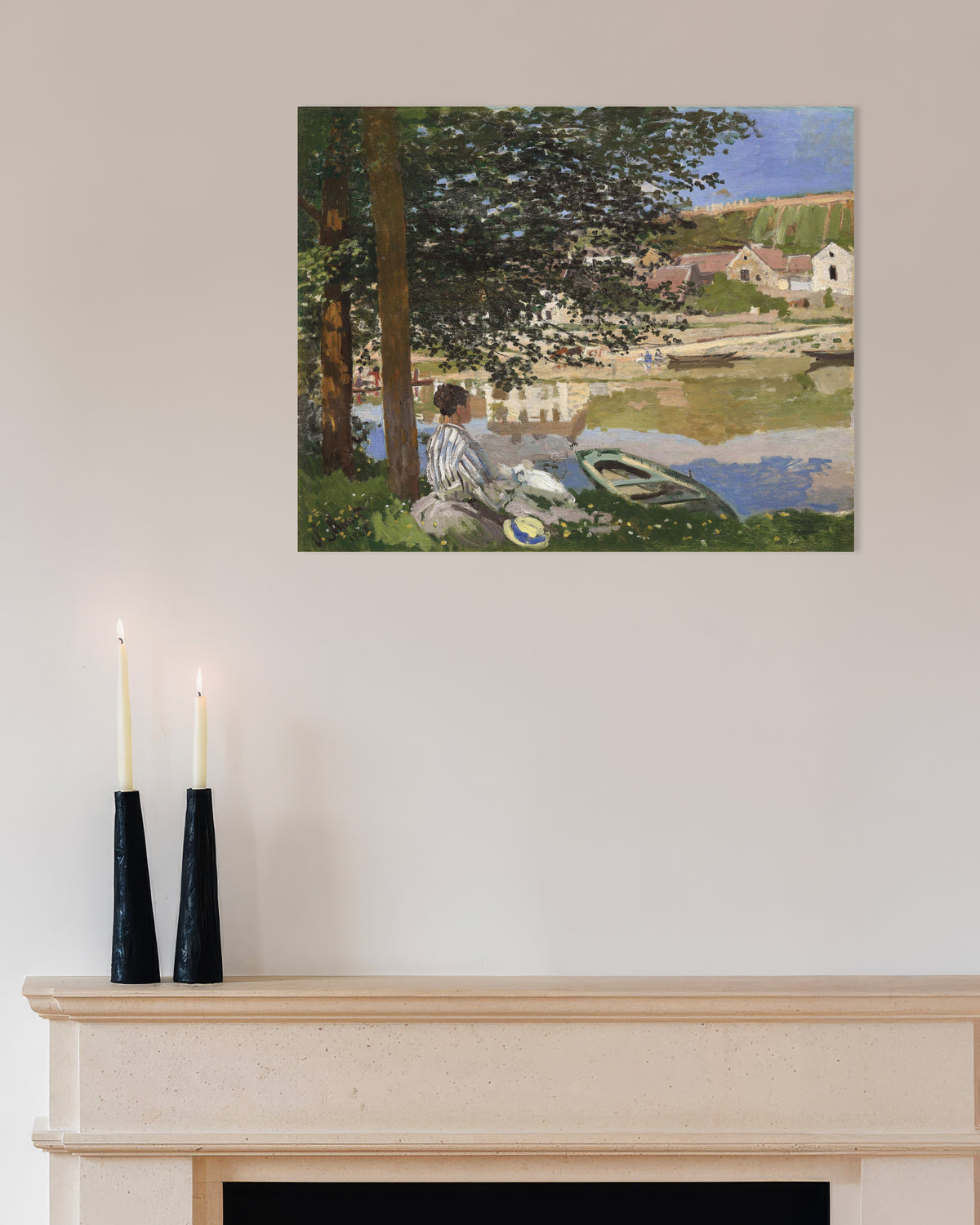 Poster Aan de oever van de Seine, Bennecourt (1868) van Claude Monet