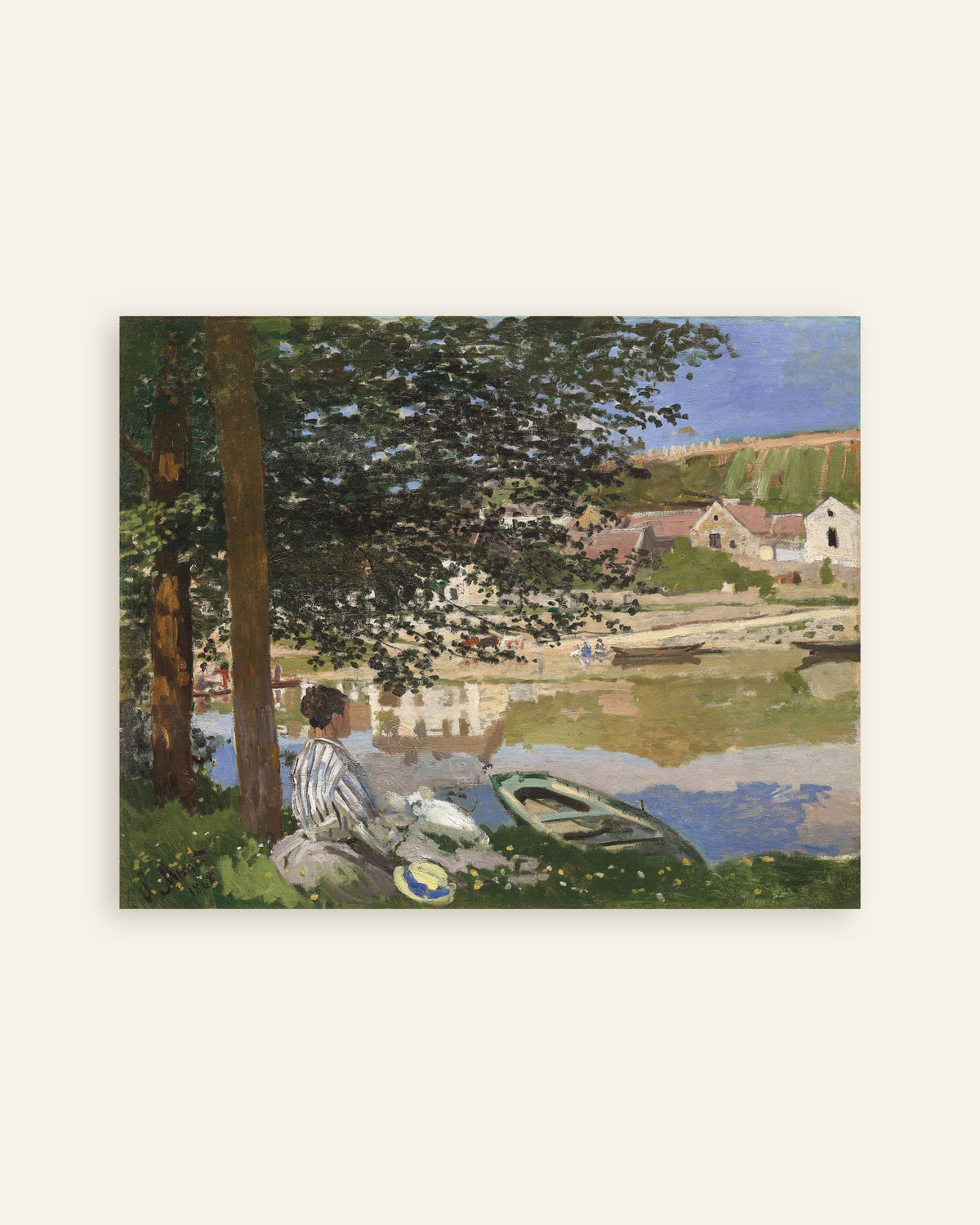 Poster Aan de oever van de Seine, Bennecourt (1868) van Claude Monet, miniatuur