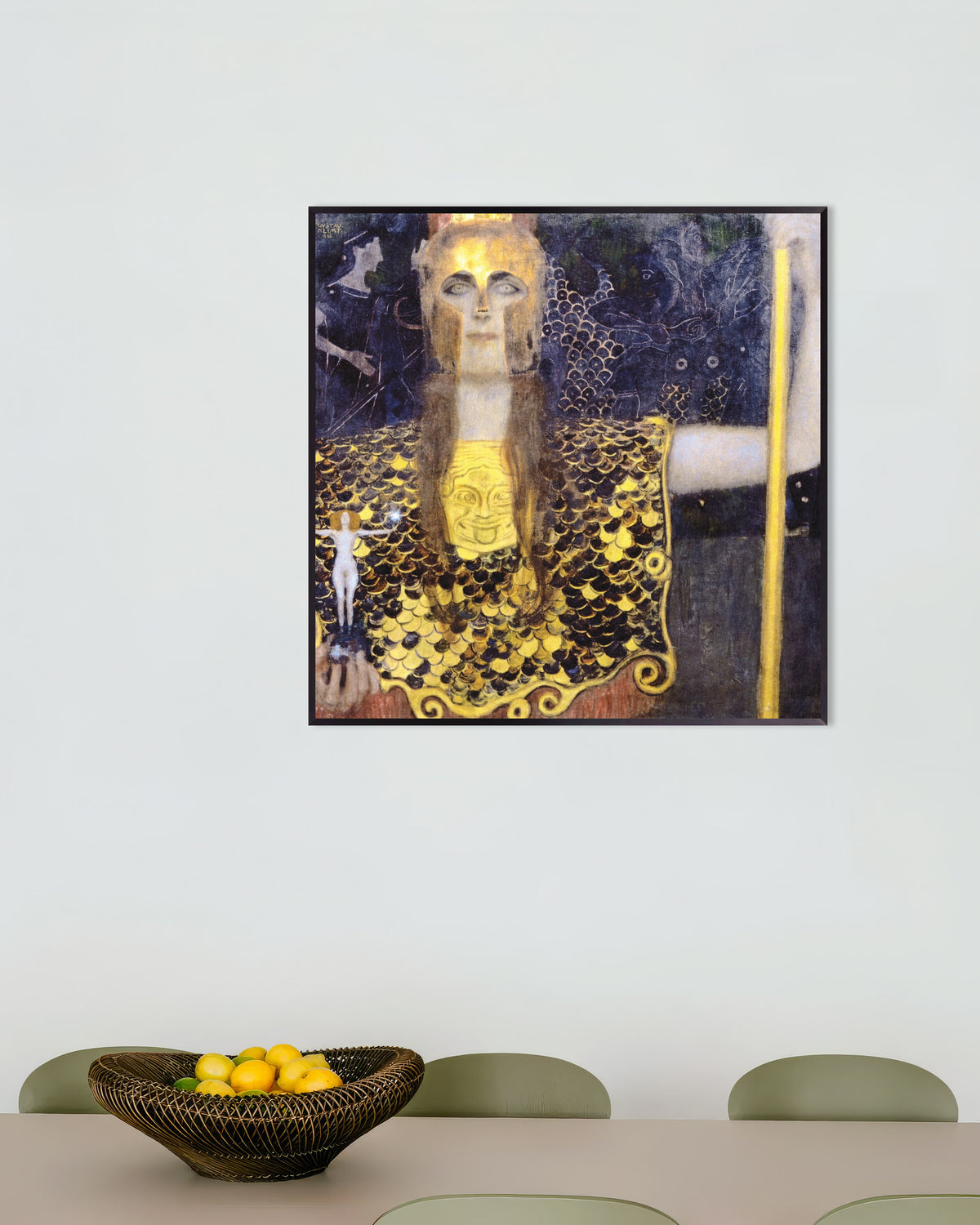 Poster van Pallas Athena (1898) van Gustav Klimt, met metalen lijst