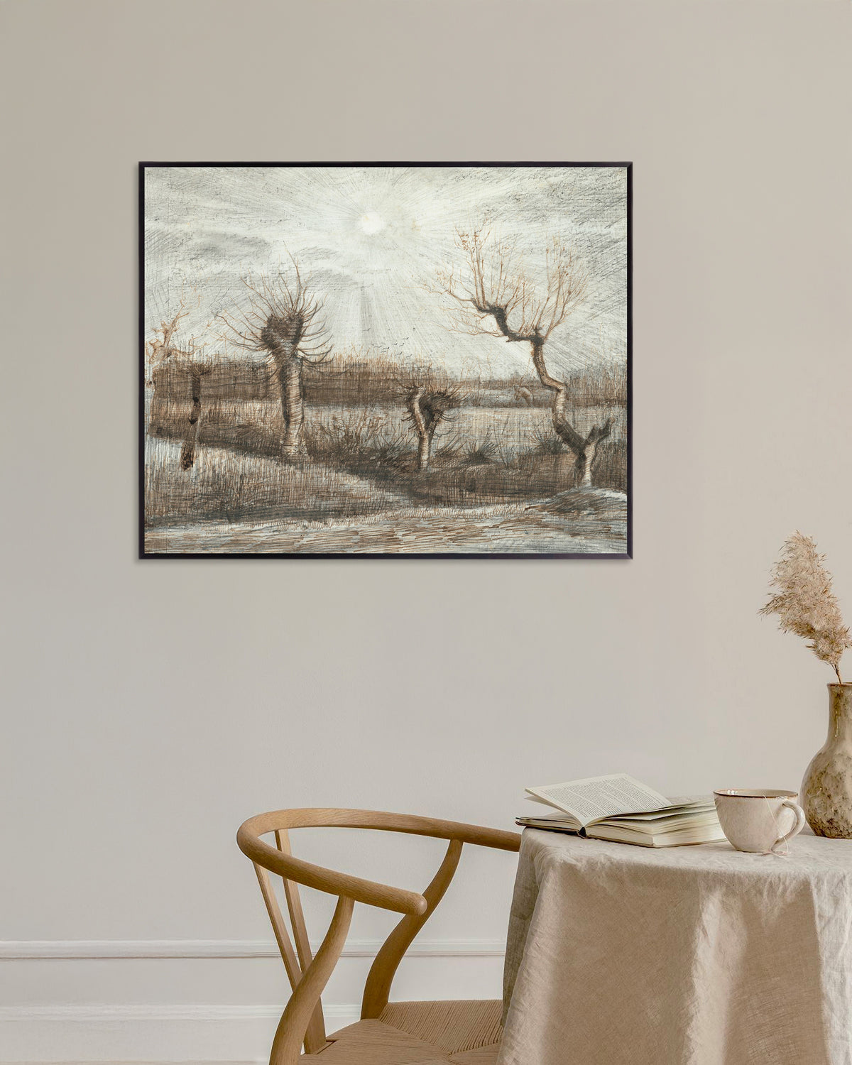 Poster van Pollardwilgen (1884) van Vincent van Gogh, met metalen lijst