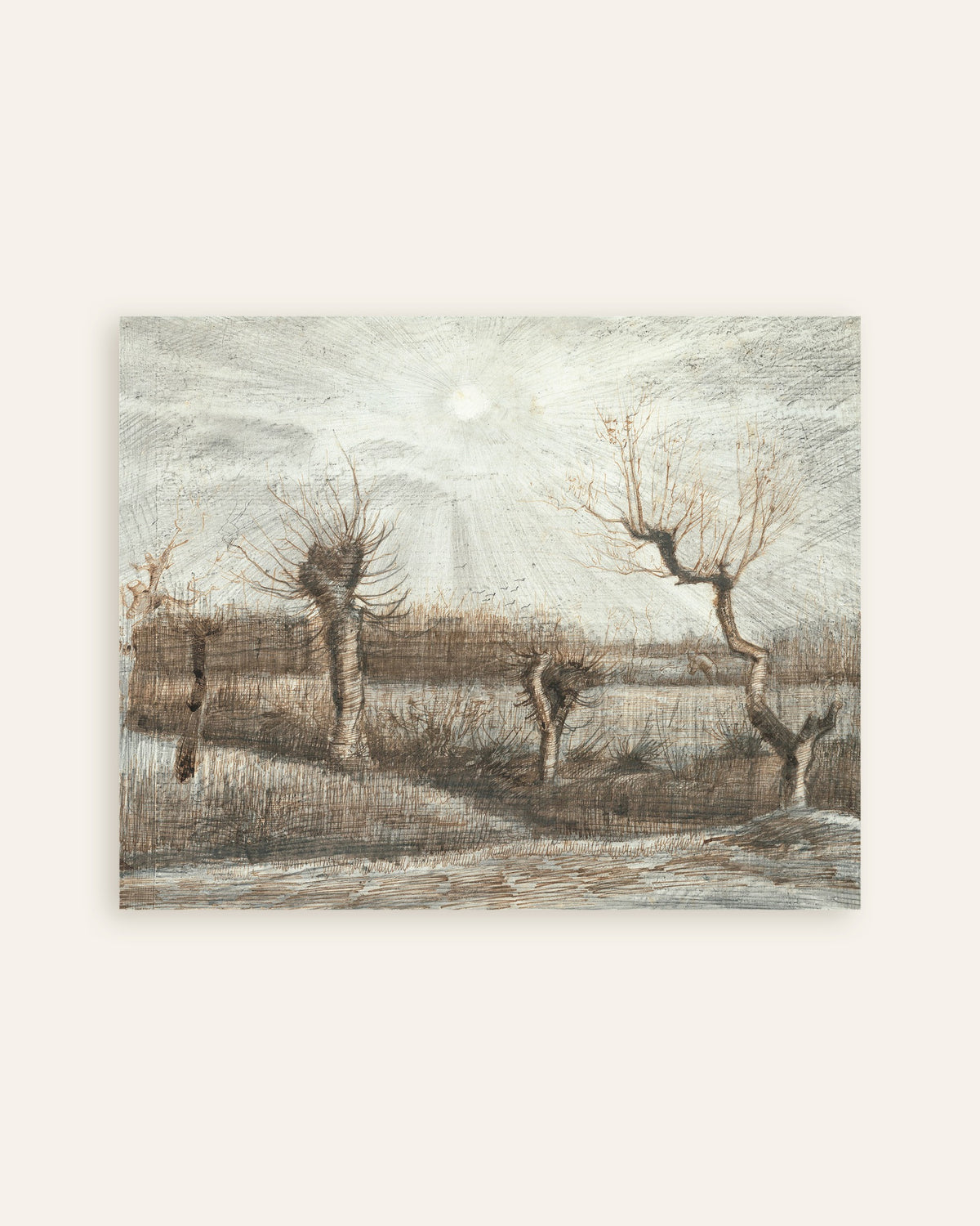 Poster van Pollardwilgen (1884) van Vincent van Gogh, miniatuur