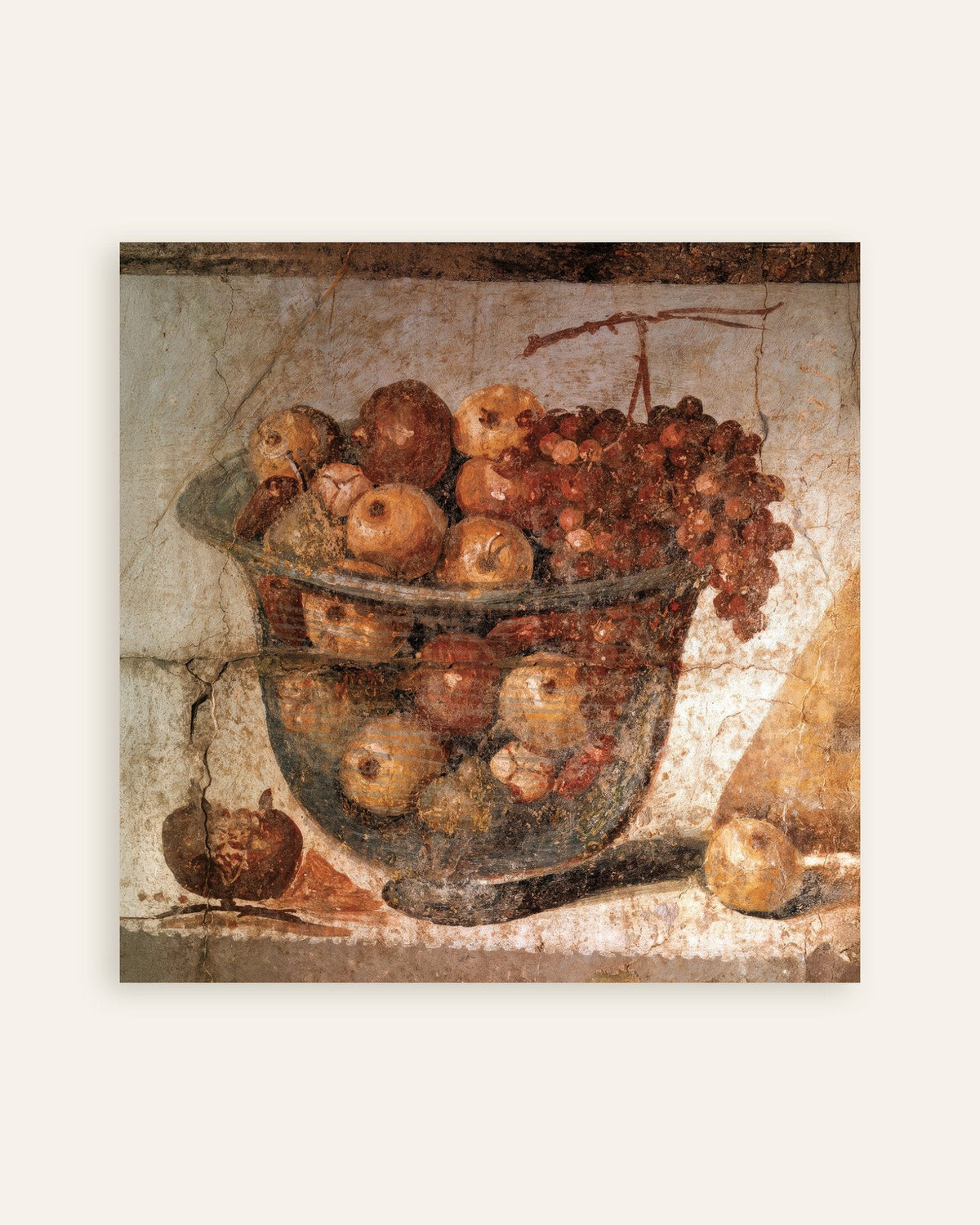Poster van het fresco met fruitschaal, Romeins stilleven uit Pompeii