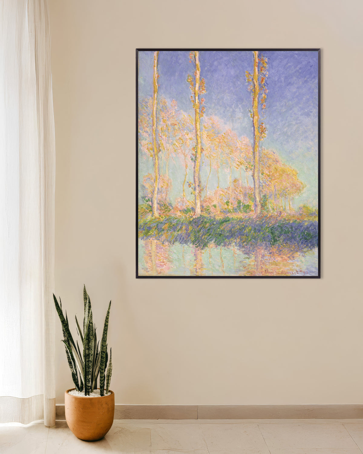 Poster Populieren (1891) van Claude Monet met metalen lijst