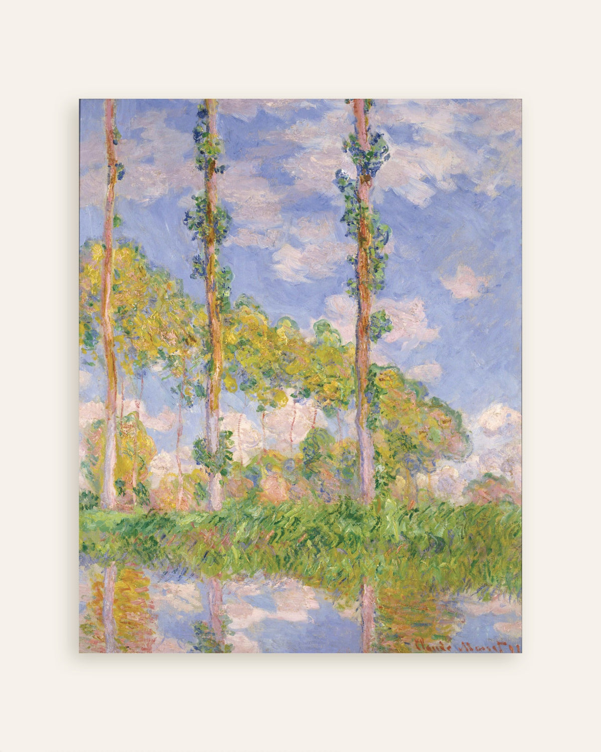Poster Populieren in de zon (1891) van Claude Monet, miniatuur