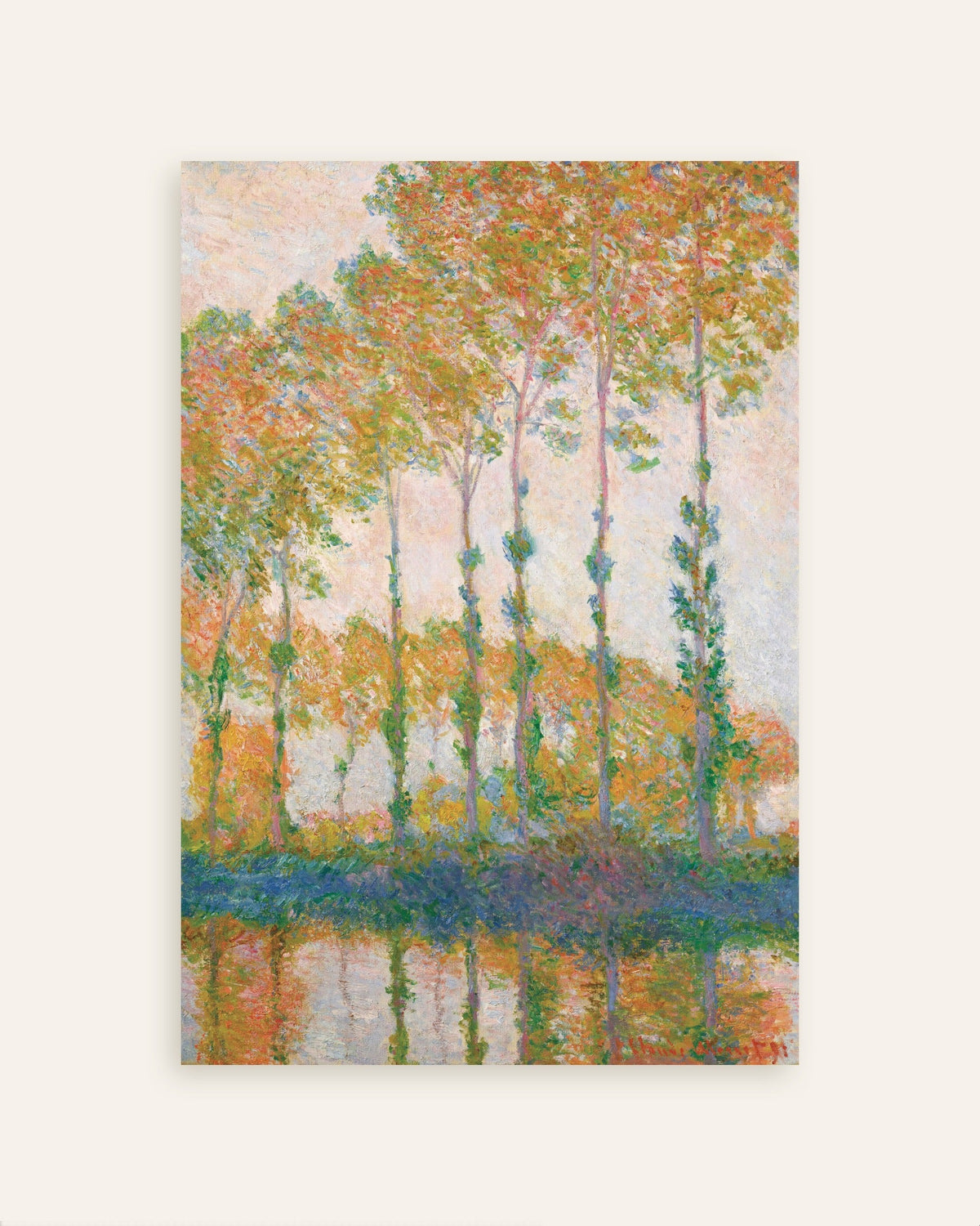 Poster Populieren aan de oever van de Epte, herfst (1891) van Claude Monet, miniatuur