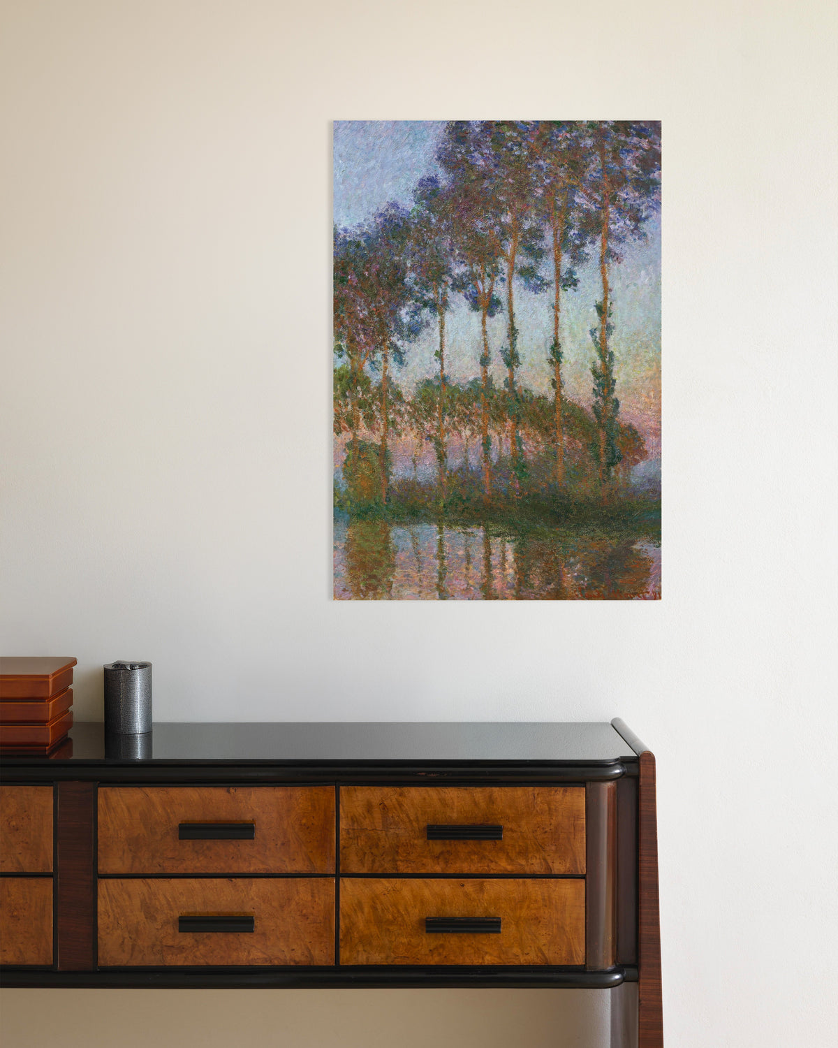 Poster Populieren aan de oever van de Epte, schemering (1891) van Claude Monet