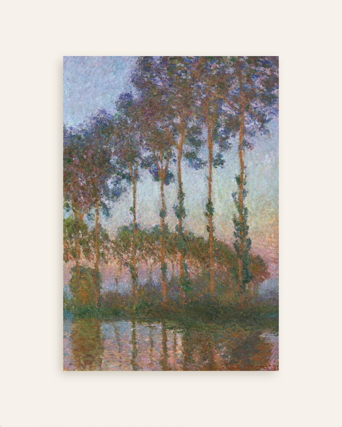 Poster Populieren aan de oever van de Epte, schemering (1891) van Claude Monet, miniatuur