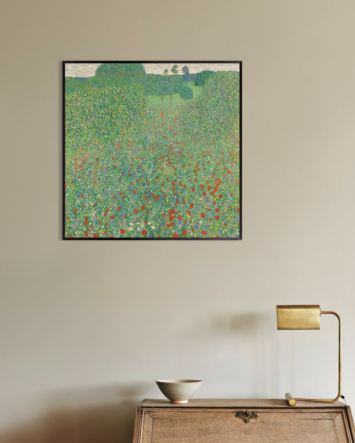 Poster Klaprozenveld (1907) van Gustav Klimt met metalen lijst