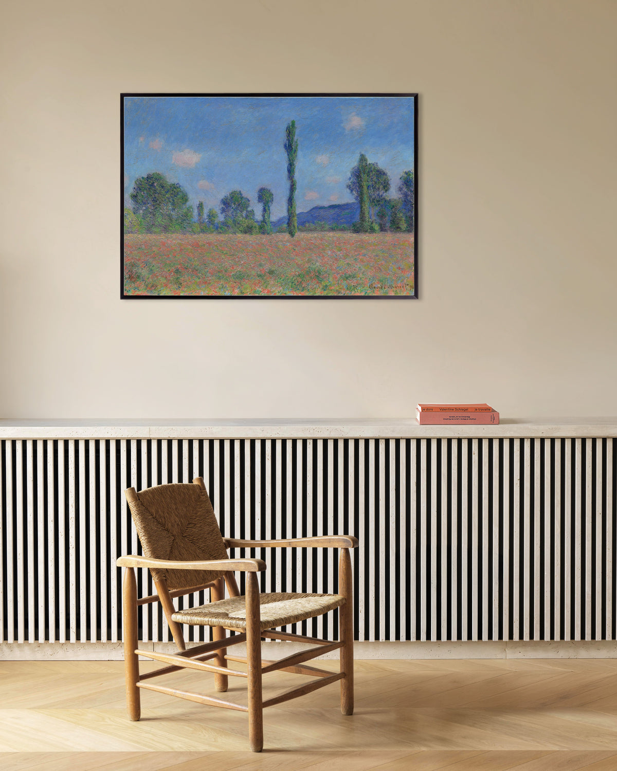 Poster Klaprozenveld, Giverny (1890) van Claude Monet met metalen lijst