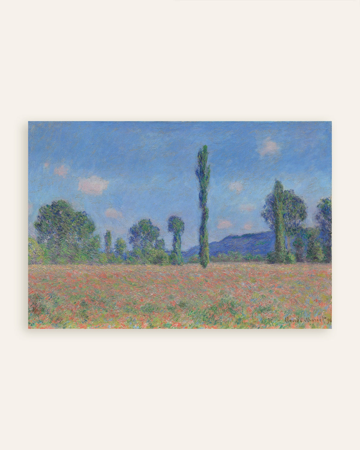 Poster Klaprozenveld, Giverny (1890) van Claude Monet, miniatuur
