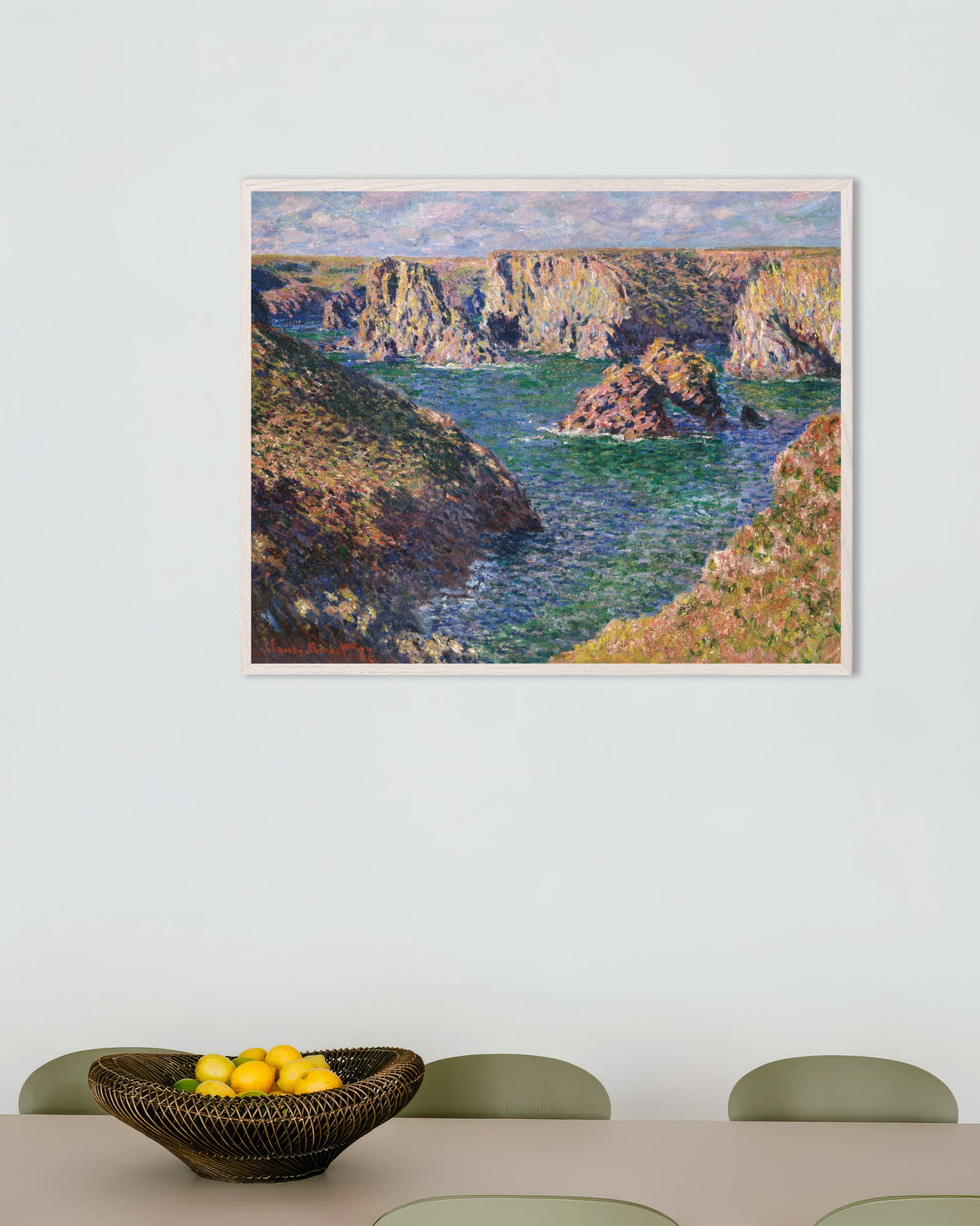 Poster Port-Domois, Belle-Île (1887) van Claude Monet met witte houten lijst