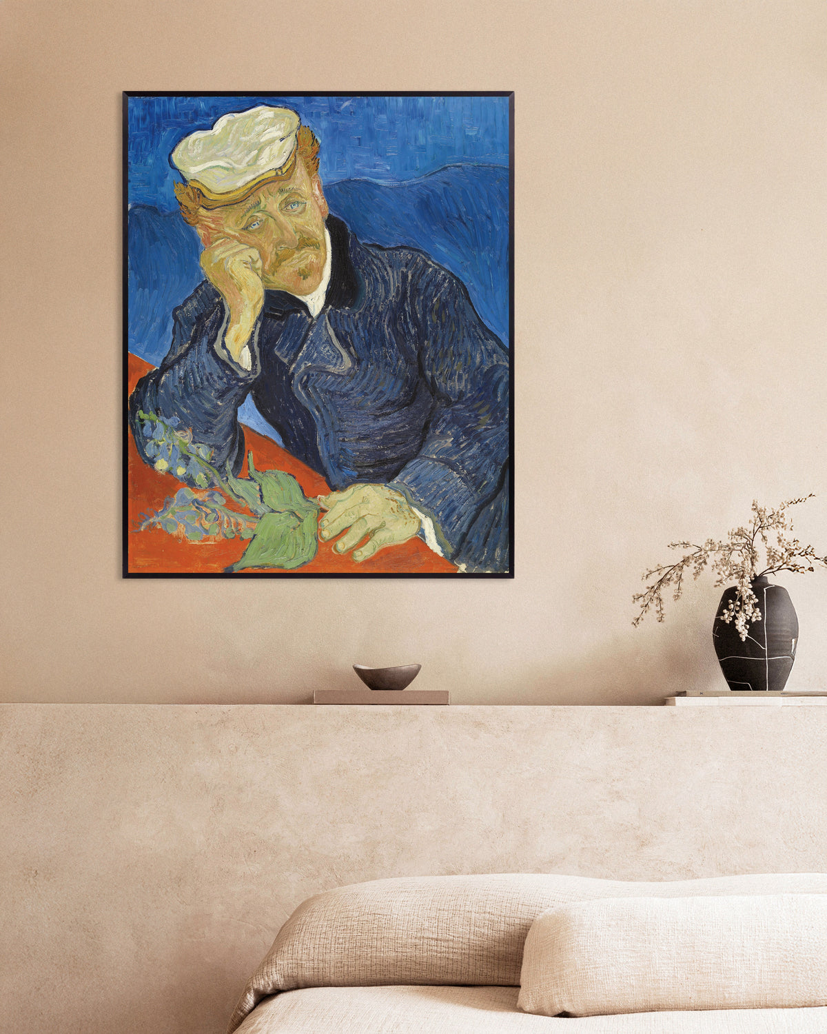 Poster van Portret van Dr. Paul Gachet (1890) van Vincent van Gogh, met metalen lijst