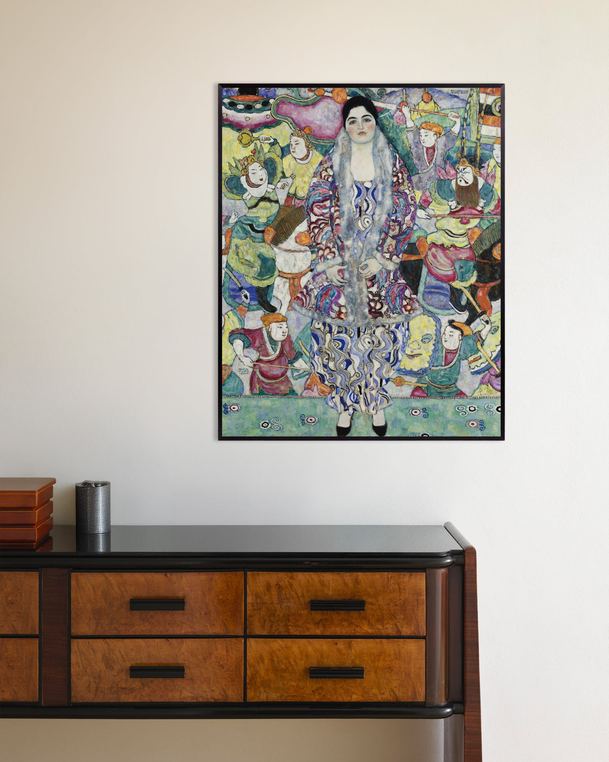Poster van Portret van Friederike Maria Beer (1916) van Gustav Klimt, met metalen lijst