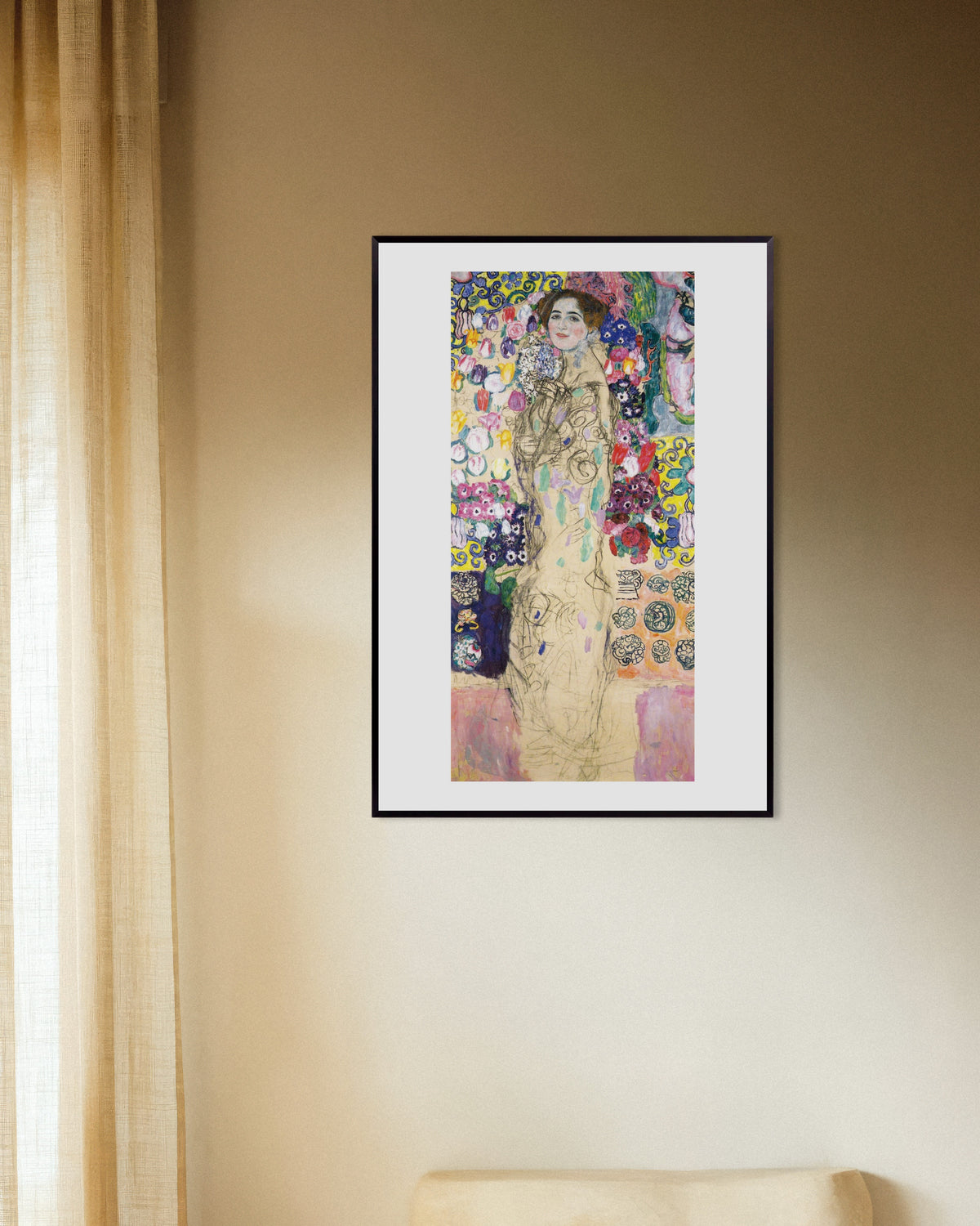 Poster Portret van Maria Munk (1917–1918) van Gustav Klimt met metalen lijst