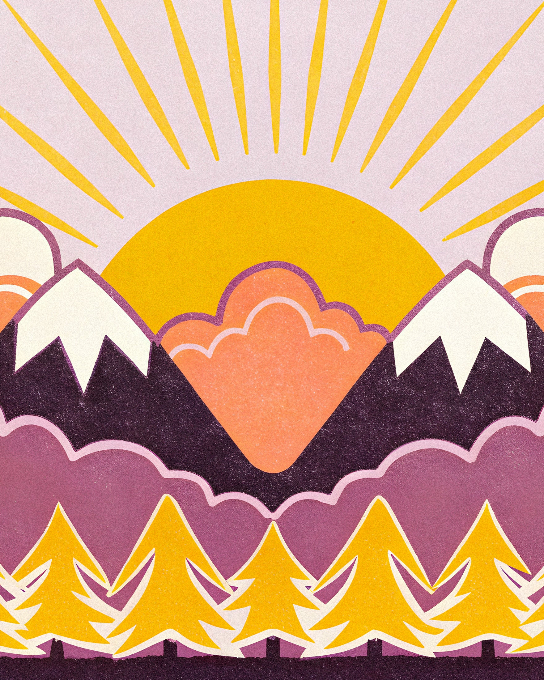 Les Pyrénées – Zonsopgang Berg Grafische Kunstprint