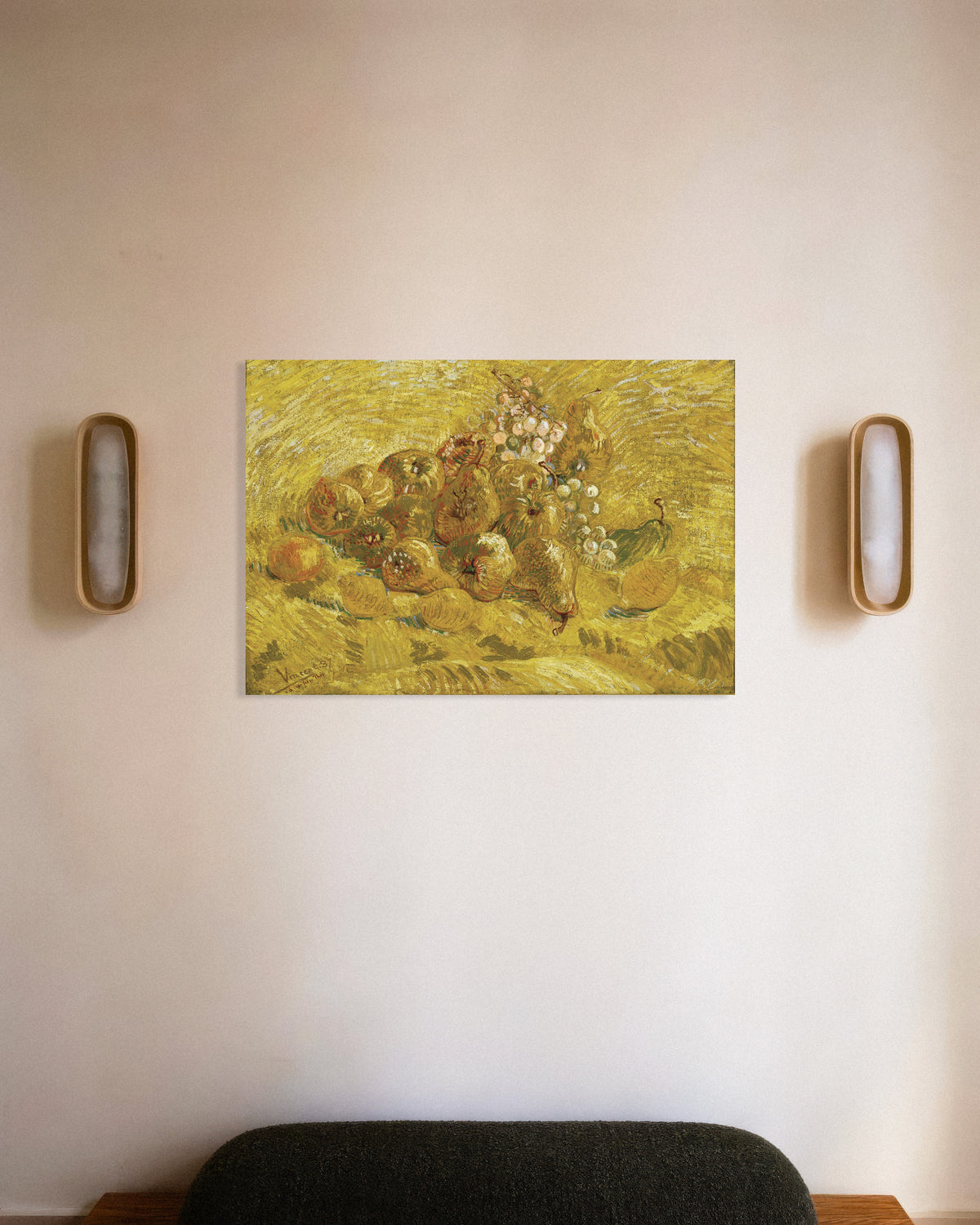 Poster van Kweeperen, citroenen, peren en druiven (1887) van Vincent van Gogh