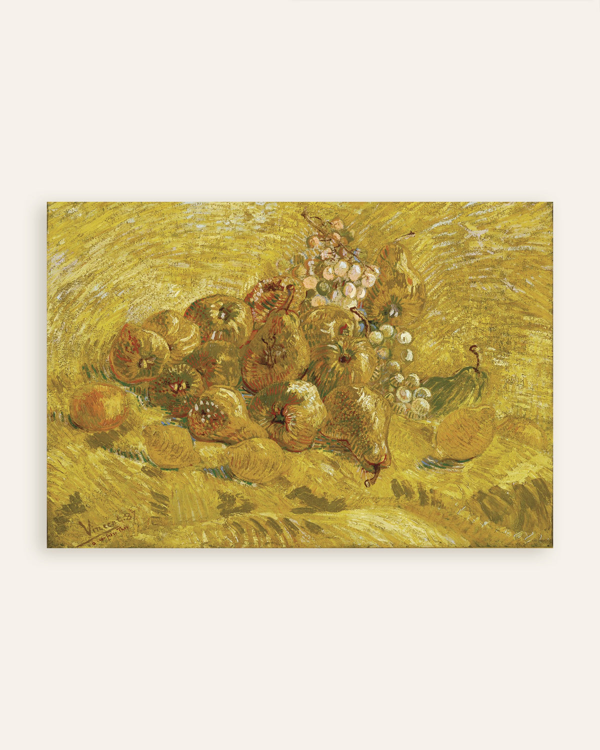 Poster van Kweeperen, citroenen, peren en druiven (1887) van Vincent van Gogh, miniatuur
