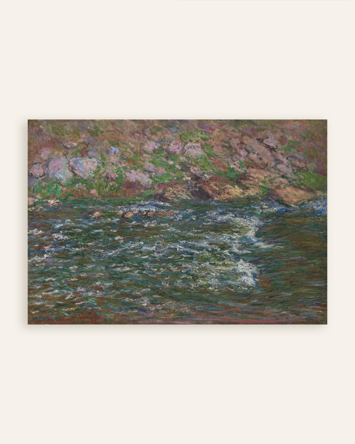 Poster Stroomversnellingen op de Petite Creuse bij Fresselines (1889) van Claude Monet, miniatuur