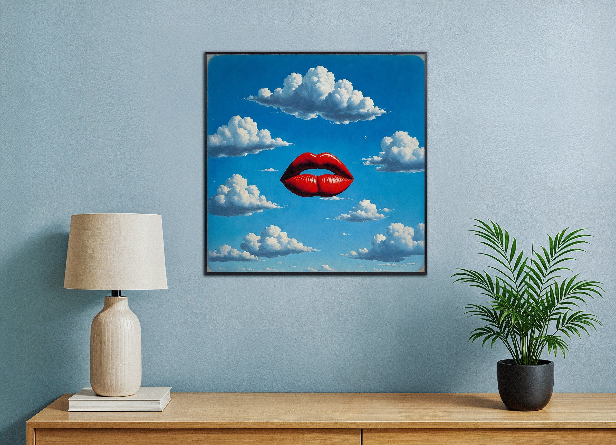 Rode Lippen Poster – Dromerige Surrealisme Kunst