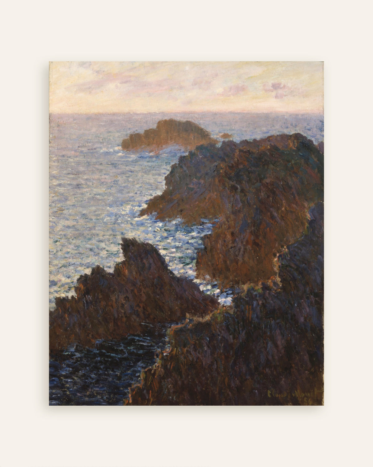 Poster Rotsen op Belle-Île, Port-Domois (1886) van Claude Monet, miniatuur