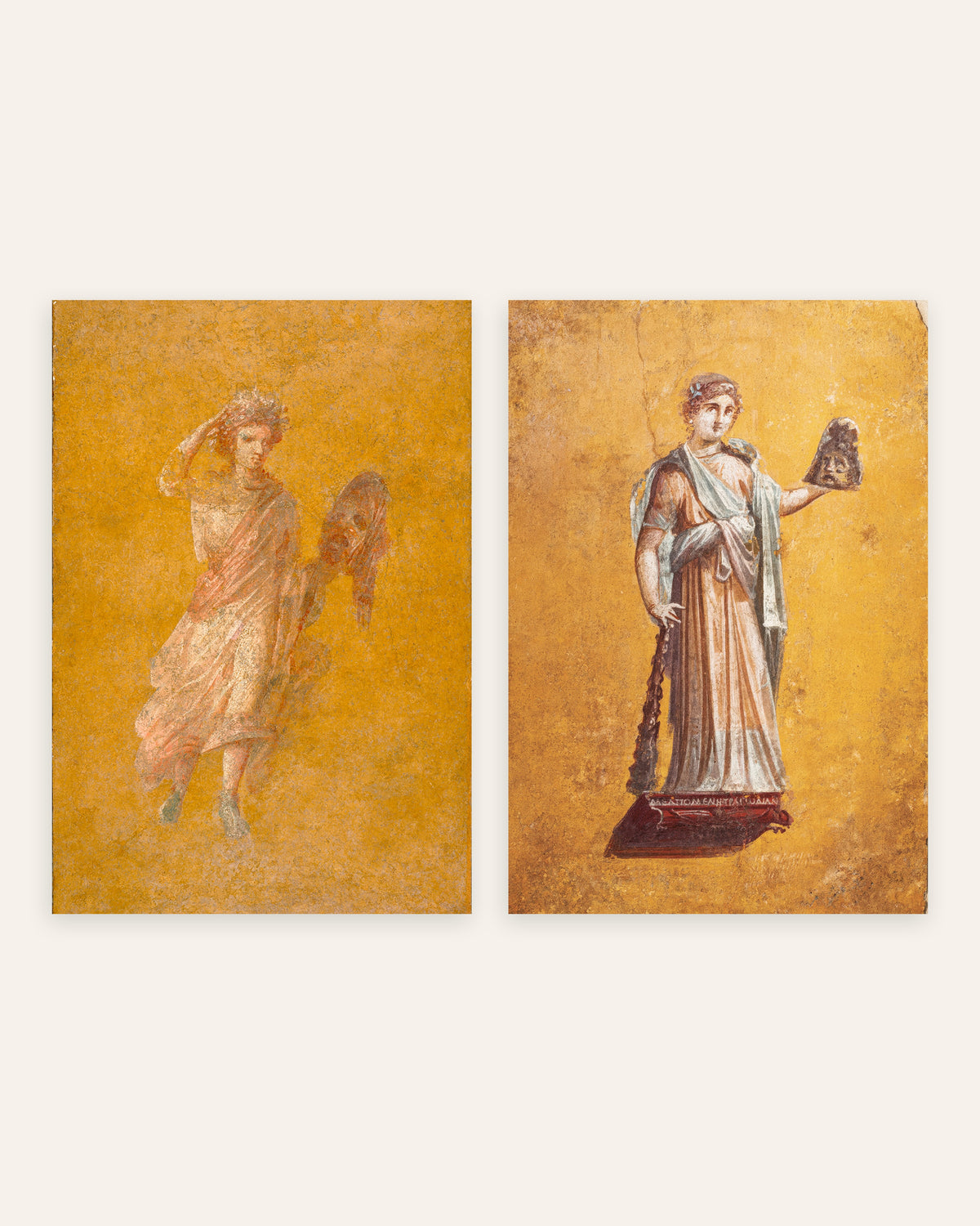 Romeinse fresco posters, set van 2: Melpomene, muze van de tragedie, zonder lijst