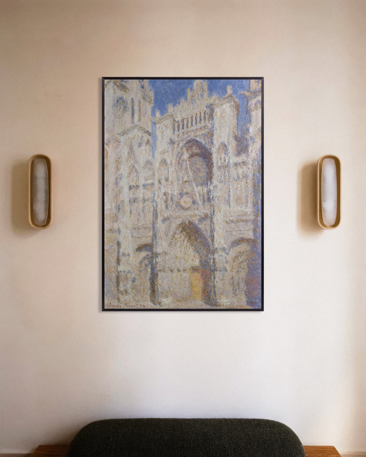 Poster De kathedraal van Rouen, het portaal in de zon (1894) van Claude Monet met metalen lijst