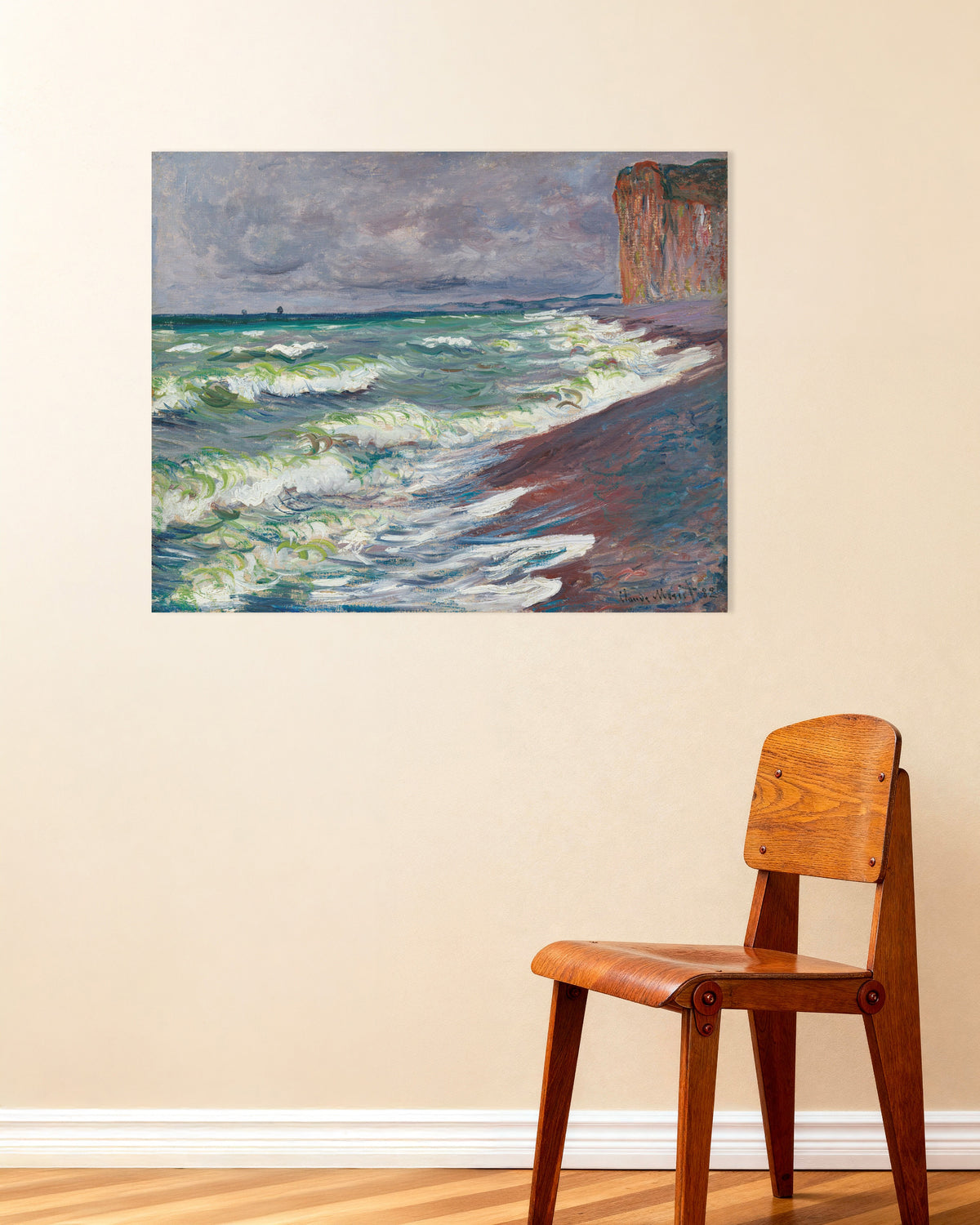Poster Onstuimige zee bij Pourville (1882) van Claude Monet