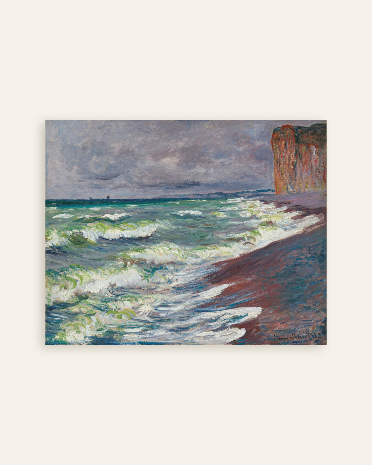Poster Onstuimige zee bij Pourville (1882) van Claude Monet, miniatuur