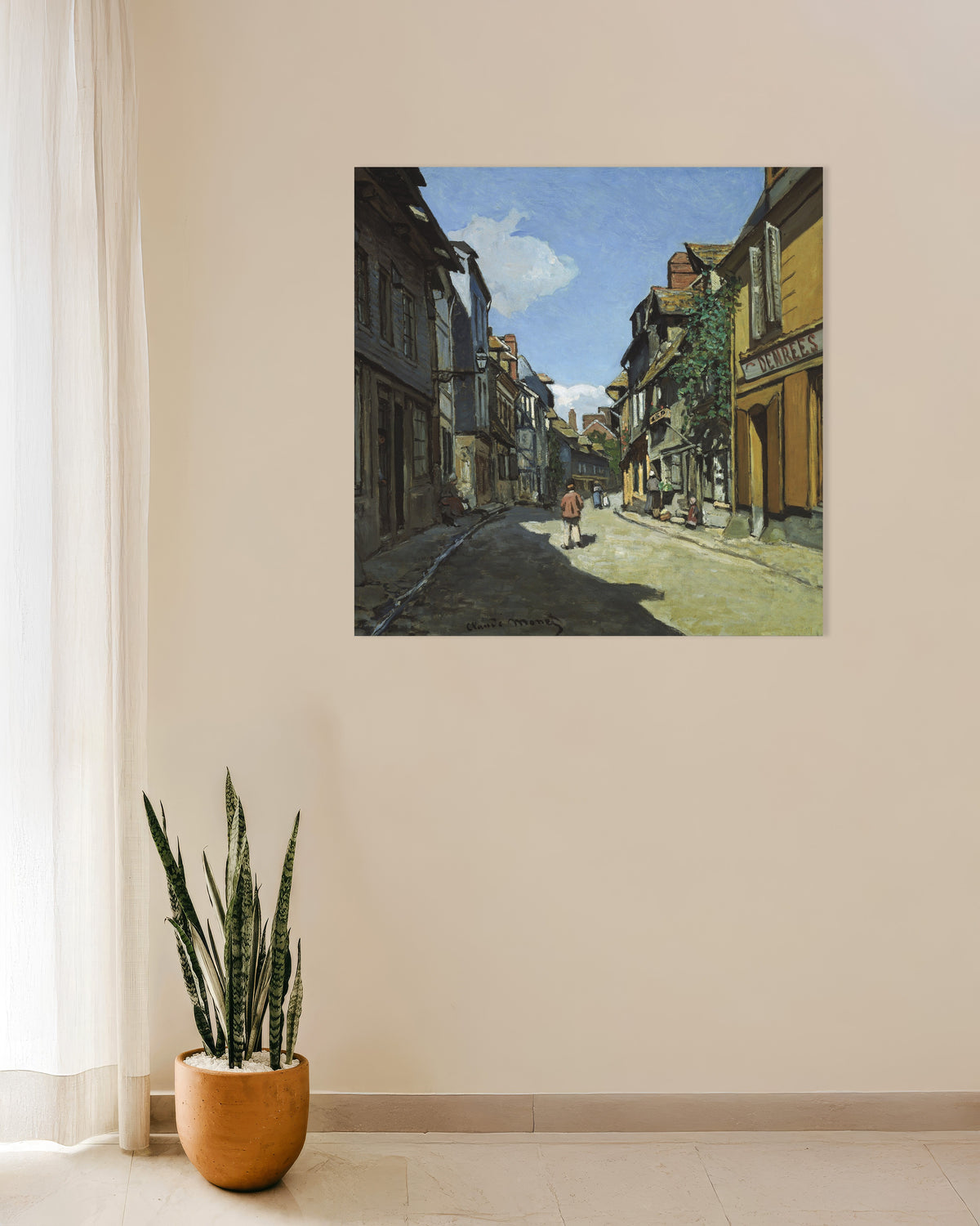 Poster De Rue de la Bavole in Honfleur (1864) van Claude Monet