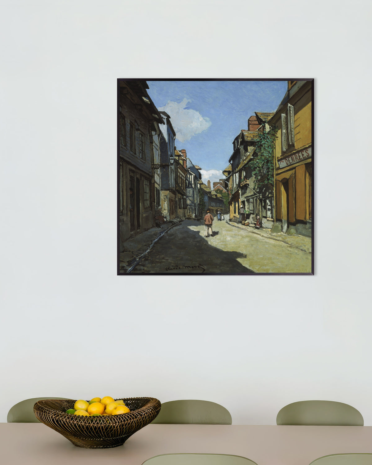 Poster De Rue de la Bavole in Honfleur (1864) van Claude Monet met metalen lijst