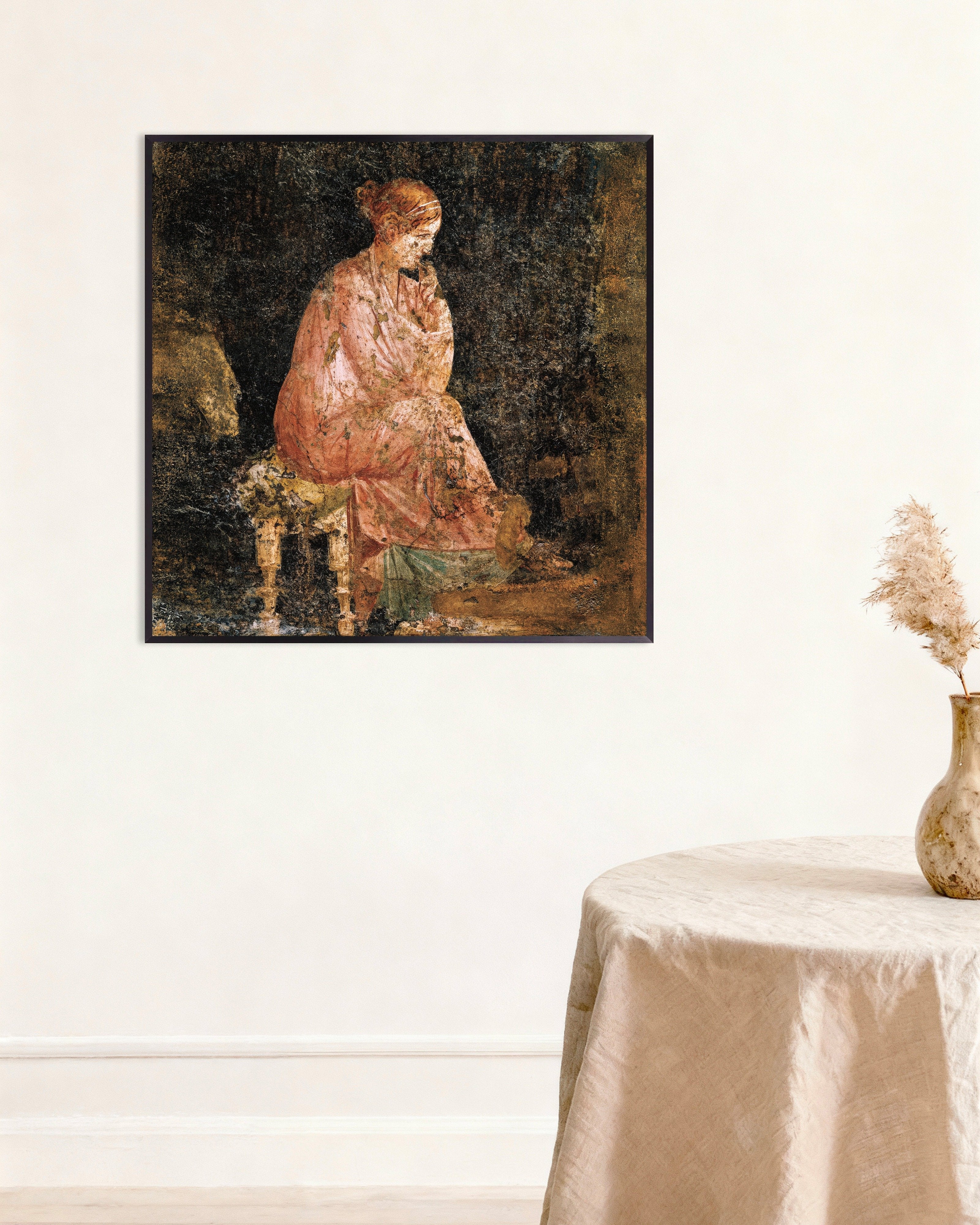 Poster of Seated woman fresco detail poster, with metal frame