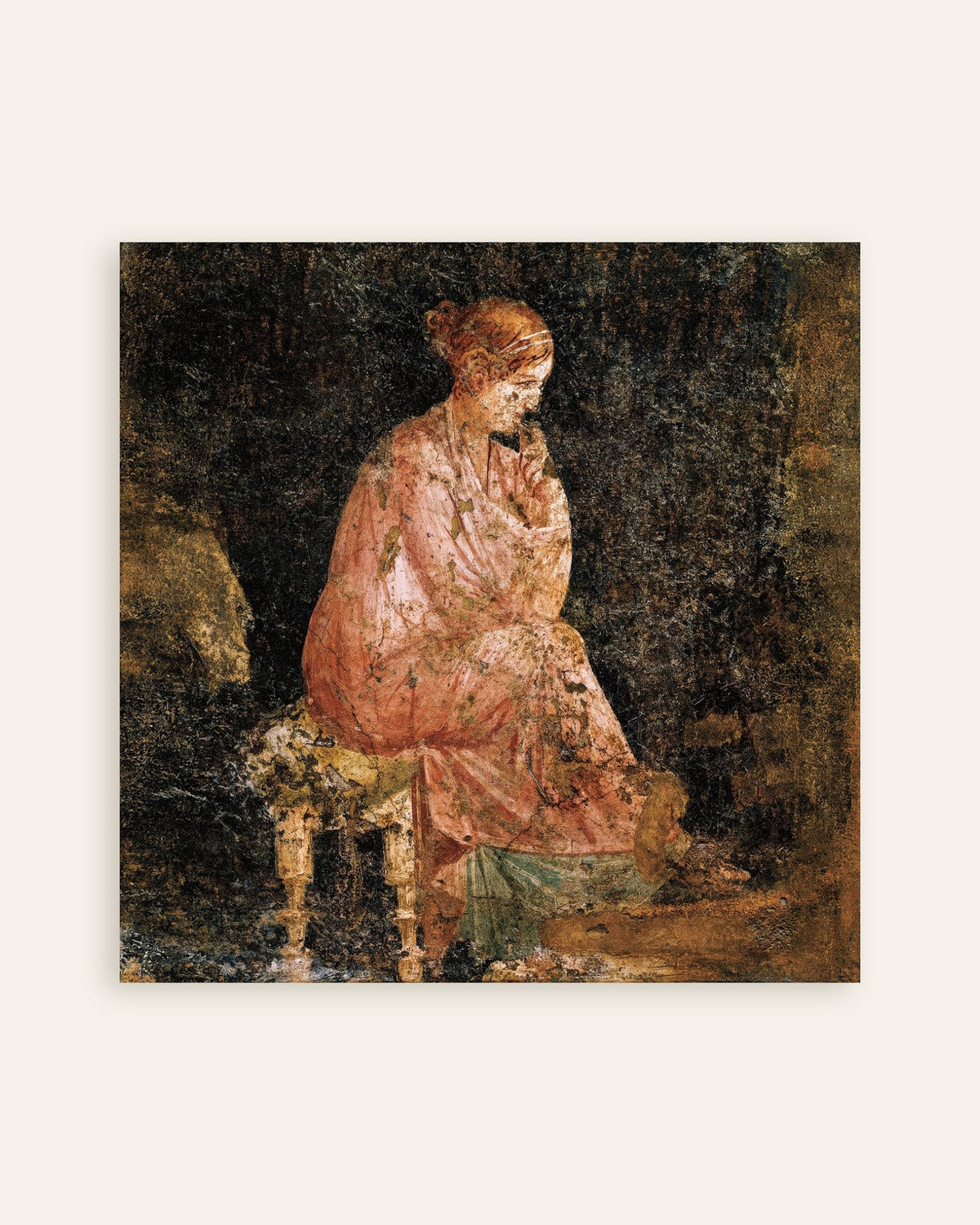 Poster met het frescodetail van de zittende vrouw uit Pompeii