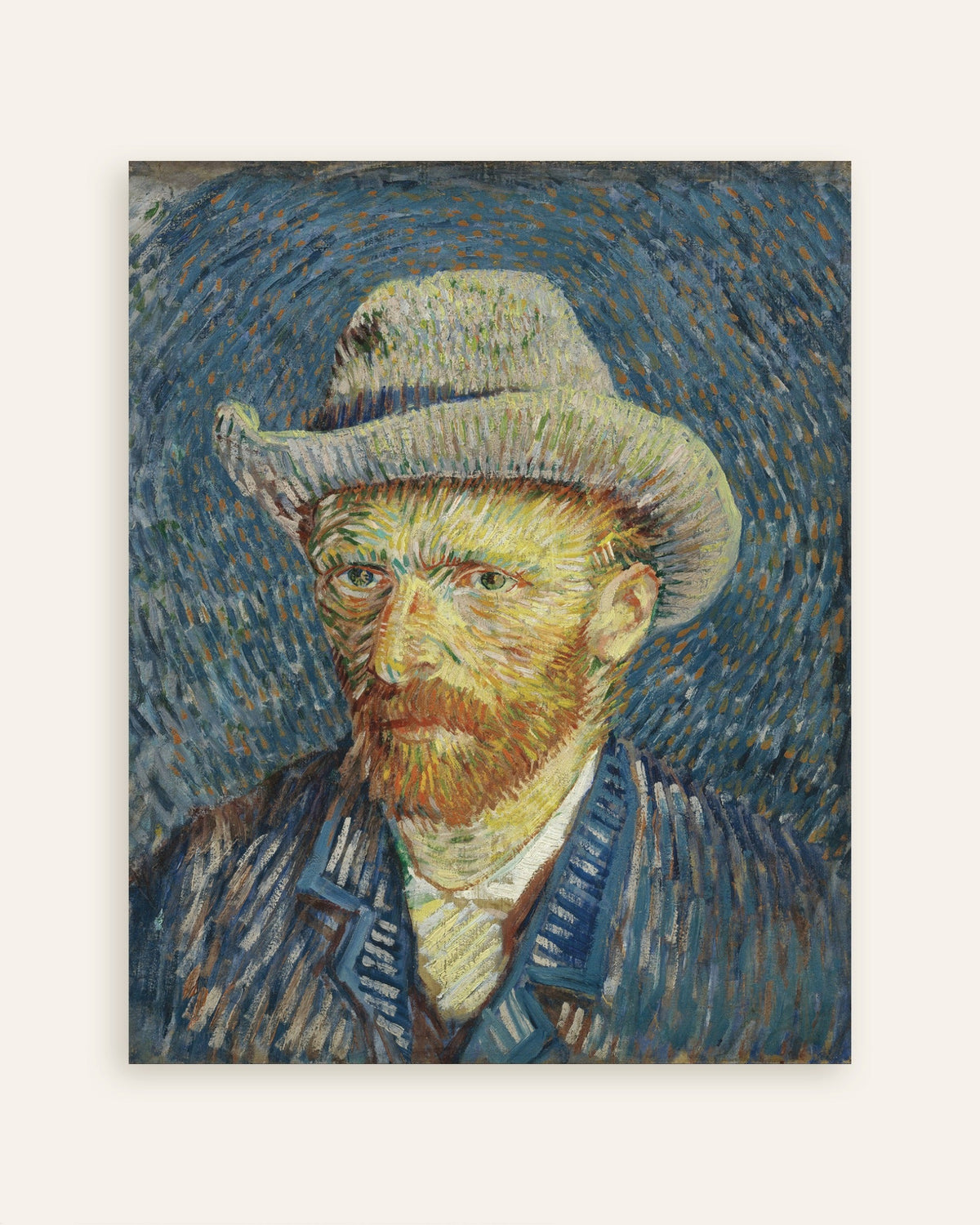 Poster van Zelfportret met grijze vilten hoed (1887) van Vincent van Gogh, miniatuur