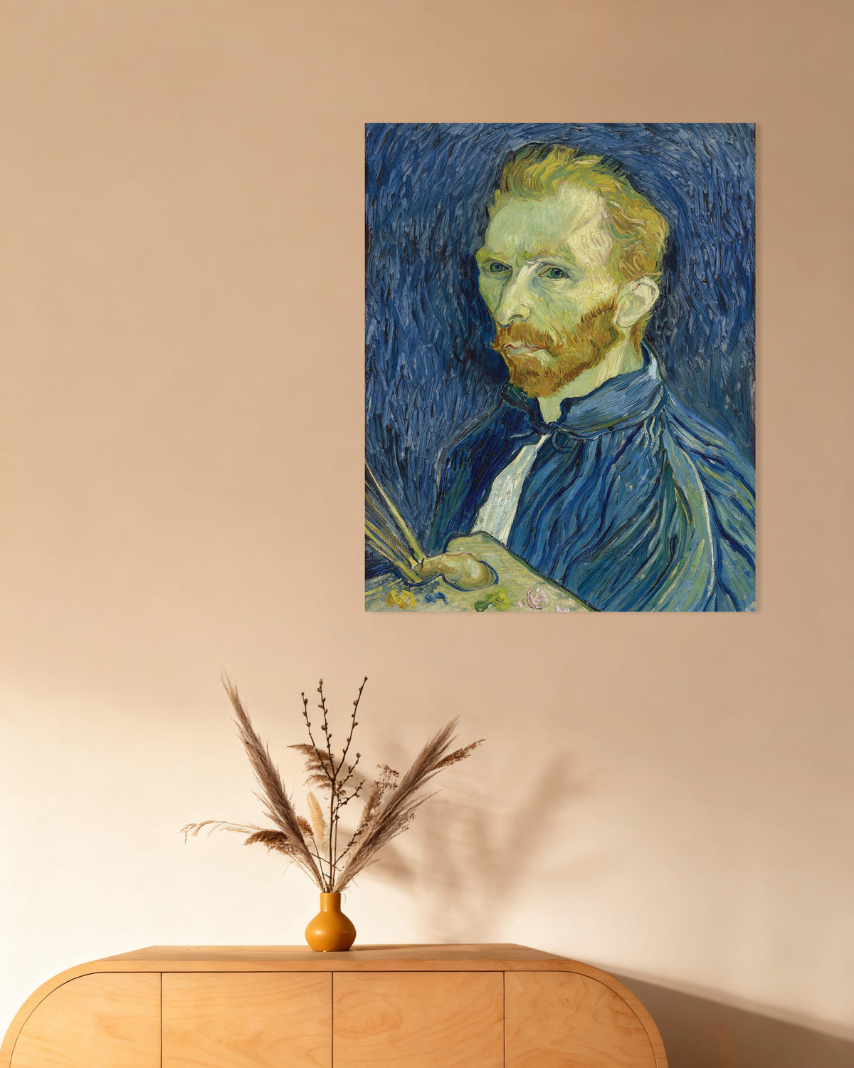 Poster van Zelfportret met palet (1889) van Vincent van Gogh