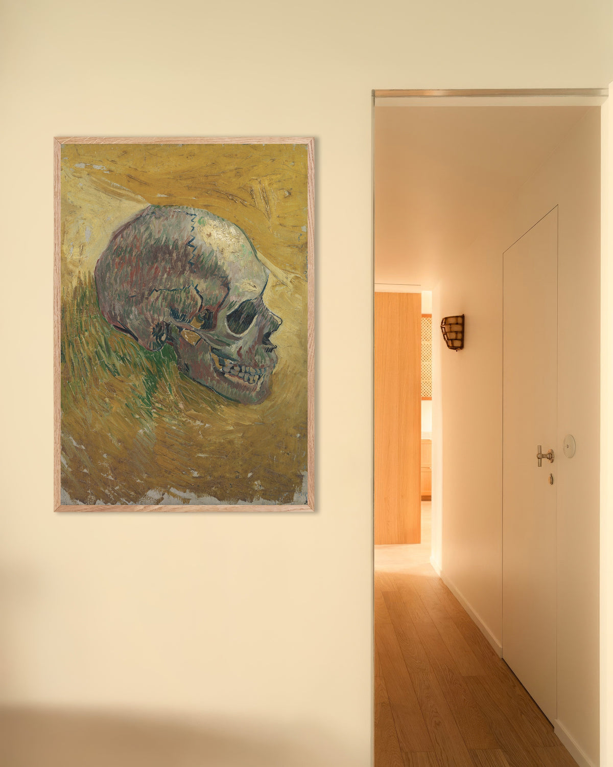 Poster van Schedel (1887) van Vincent van Gogh, met lijst van naturel hout
