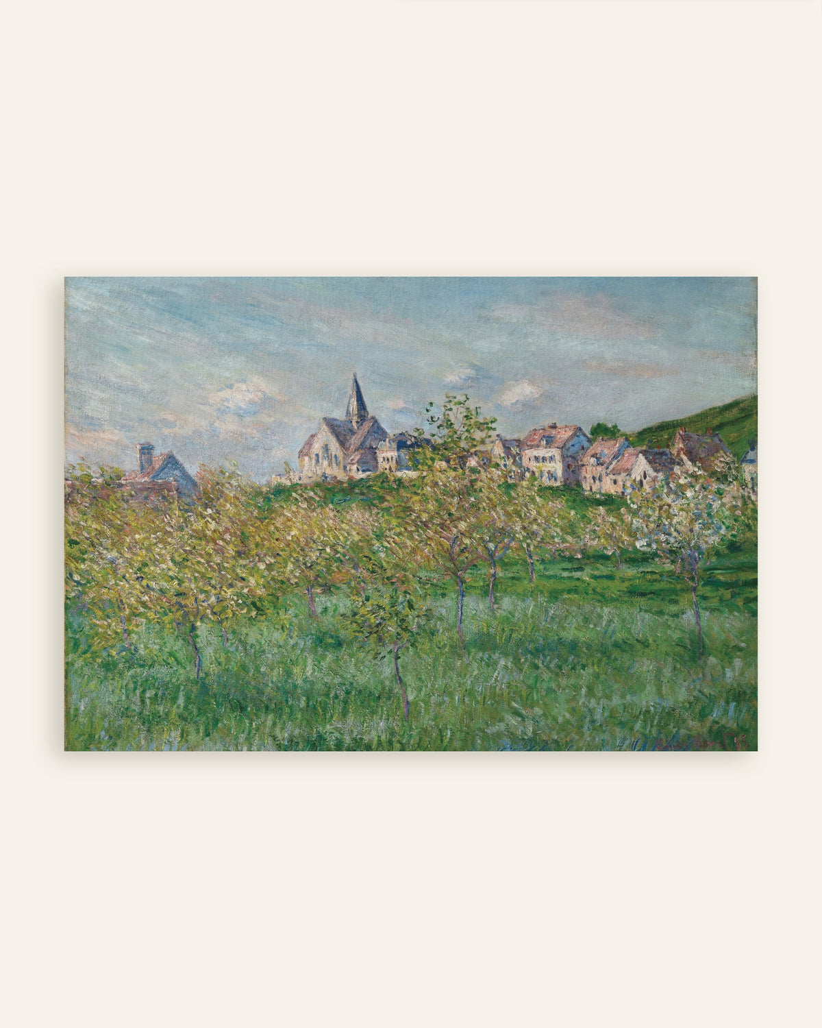 Poster Lente in Giverny, middageffect (1885) van Claude Monet, miniatuur