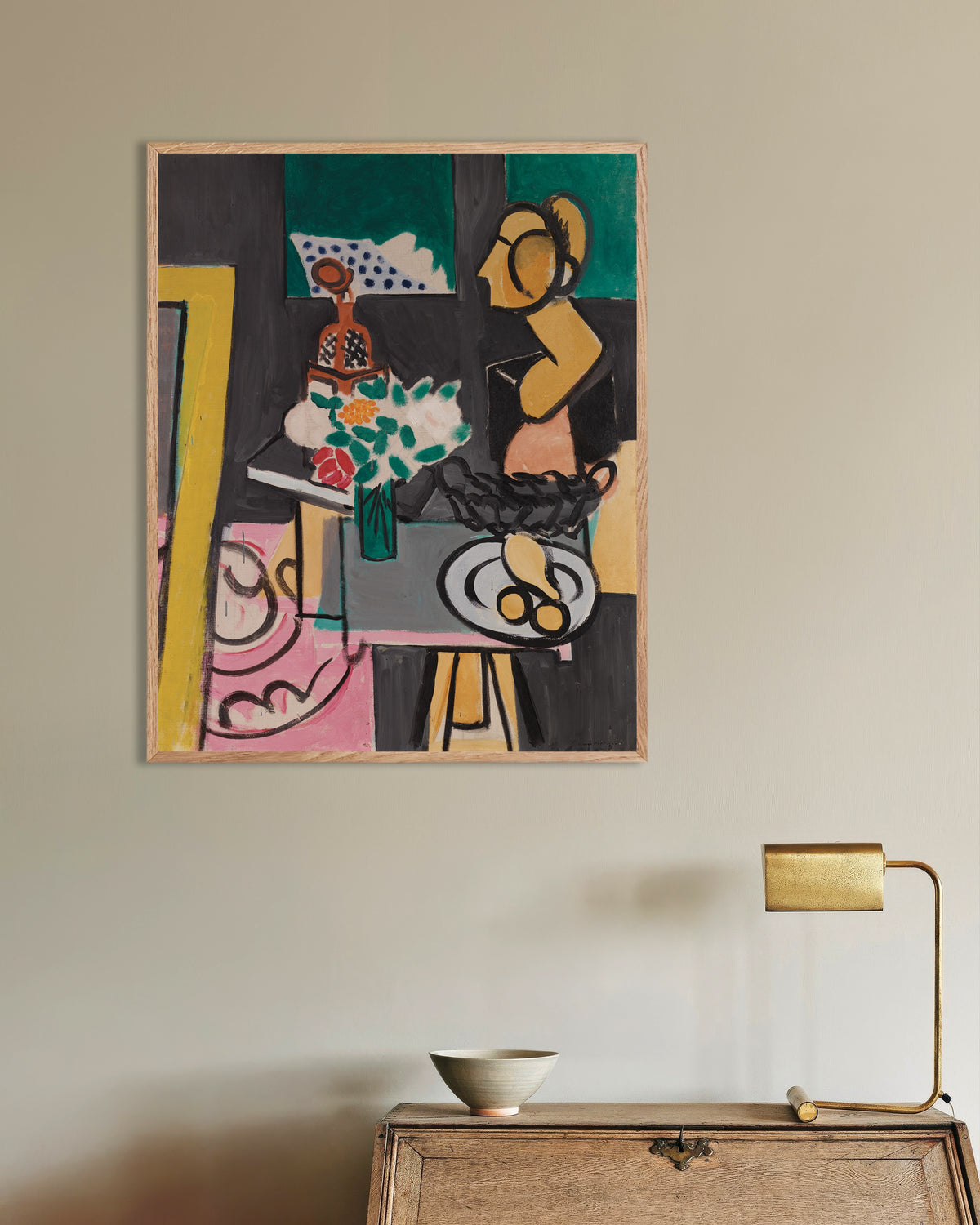 Poster van Stilleven met kalebassen (1916) van Henri Matisse, met naturel houten lijst