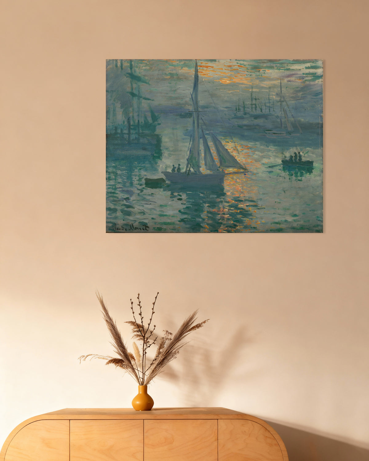 Poster Zonsopkomst, zeegezicht (1873) van Claude Monet