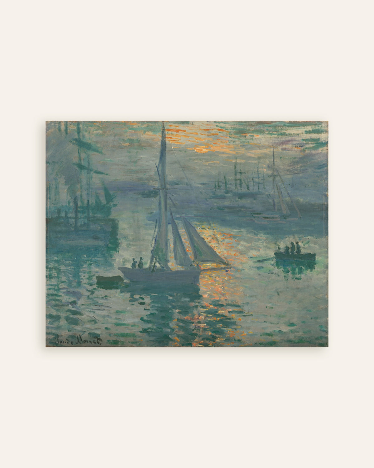 Poster Zonsopkomst, zeegezicht (1873) van Claude Monet, miniatuur