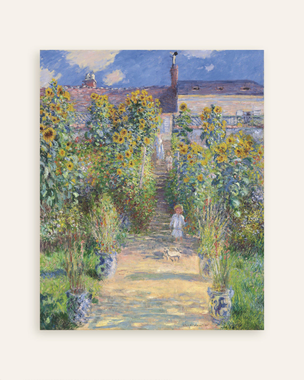 Poster De tuin van de kunstenaar in Vétheuil (1881) van Claude Monet, miniatuur