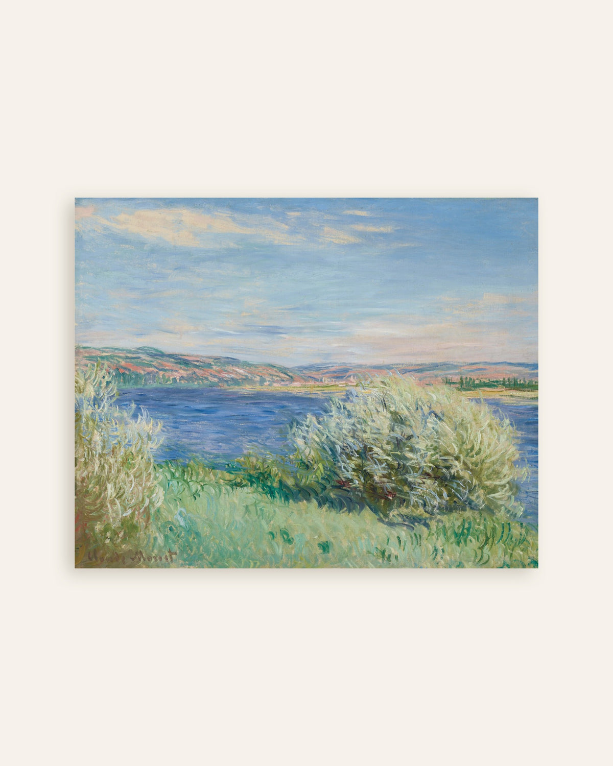 Poster De oevers van de Seine bij Vétheuil (1881) van Claude Monet, miniatuur