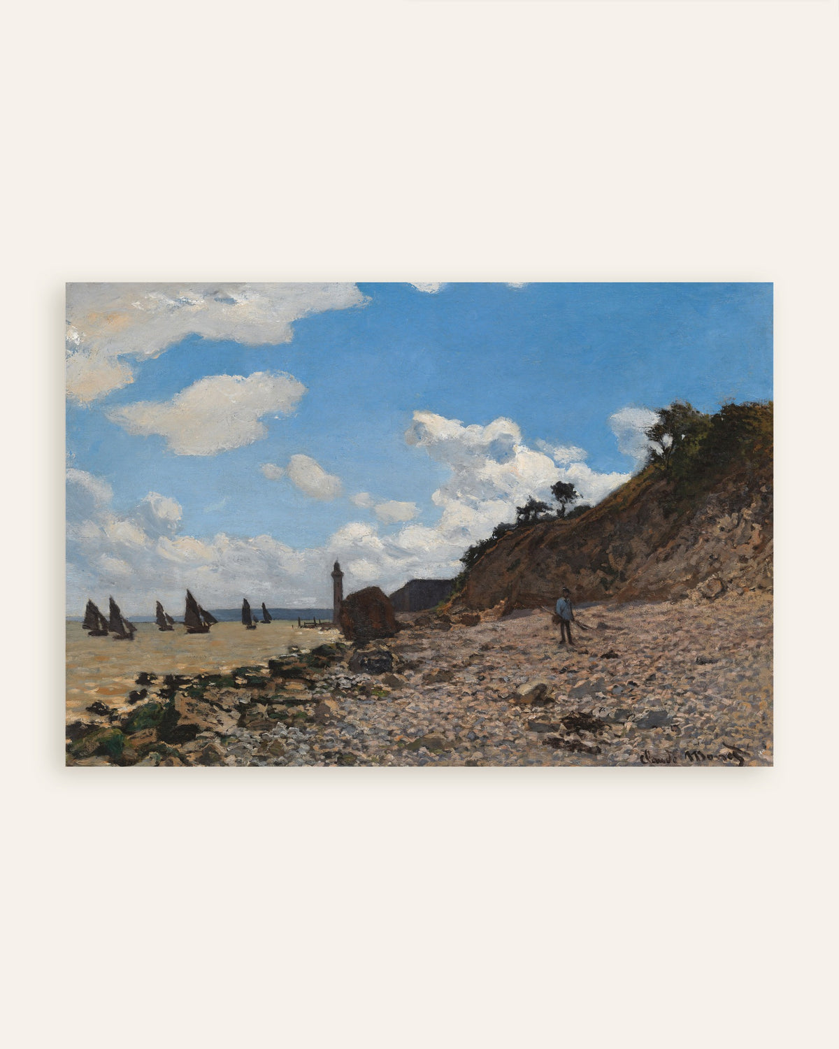 Poster Het strand van Honfleur (1864–1866) van Claude Monet, miniatuur