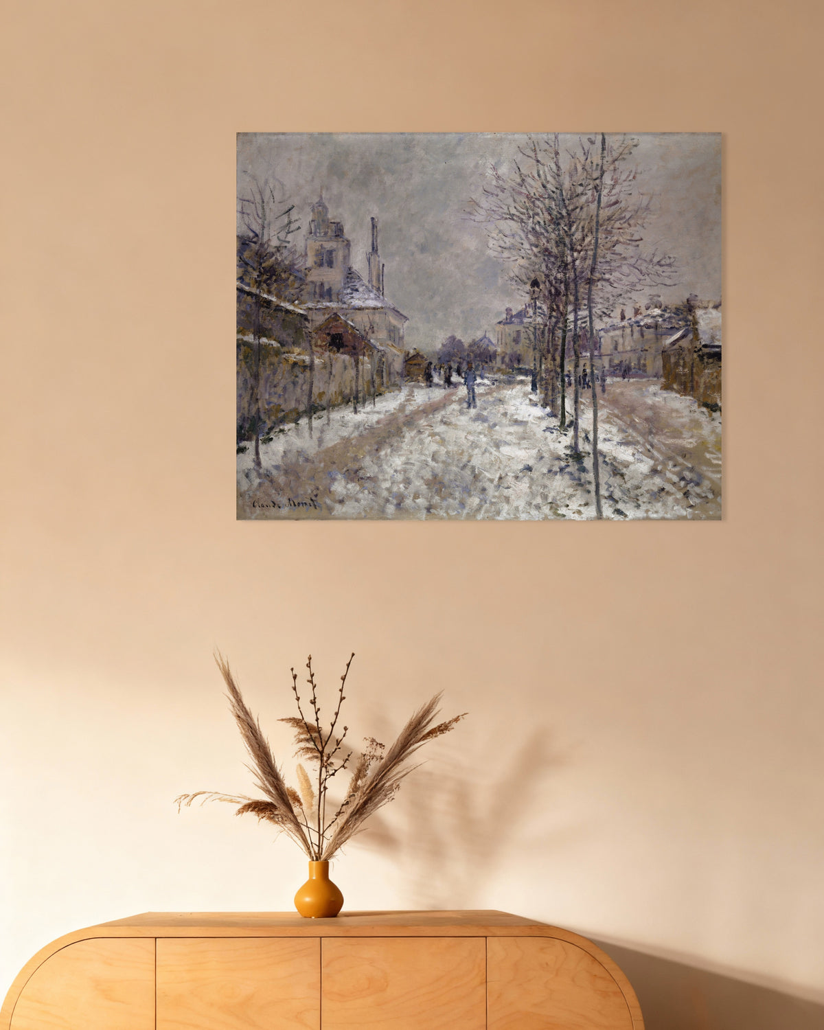 Poster De Boulevard de Pontoise in Argenteuil, sneeuw (1875) van Claude Monet