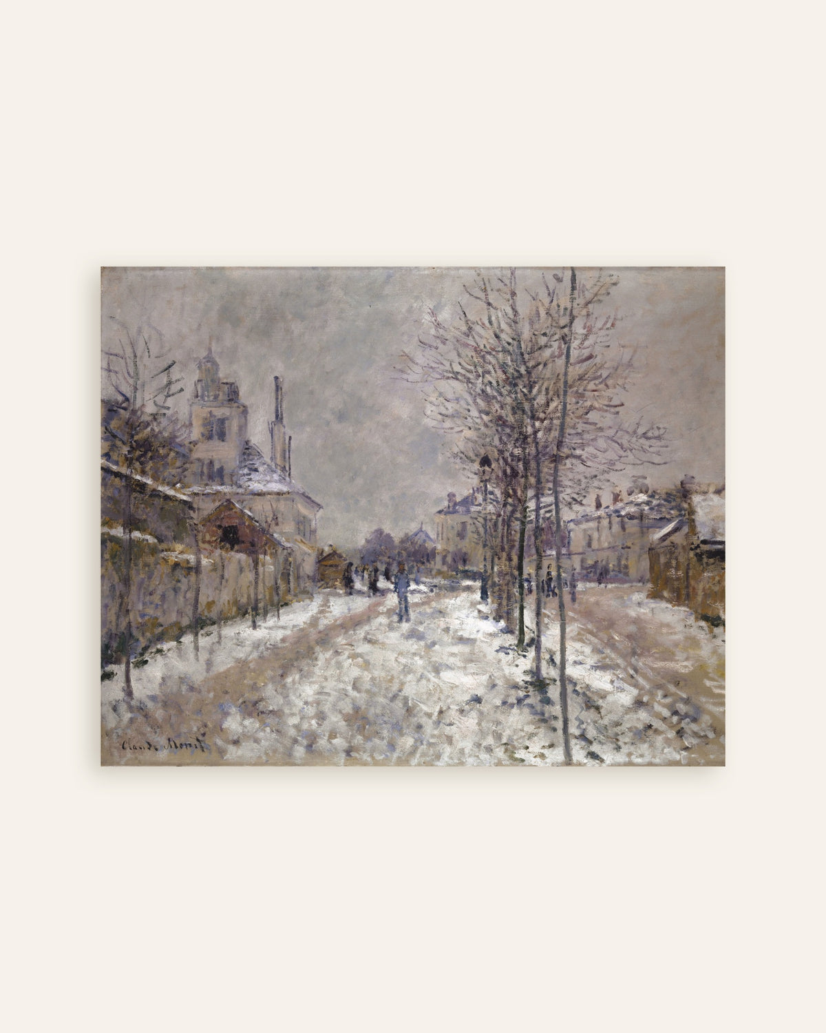 Poster De Boulevard de Pontoise in Argenteuil, sneeuw (1875) van Claude Monet, miniatuur