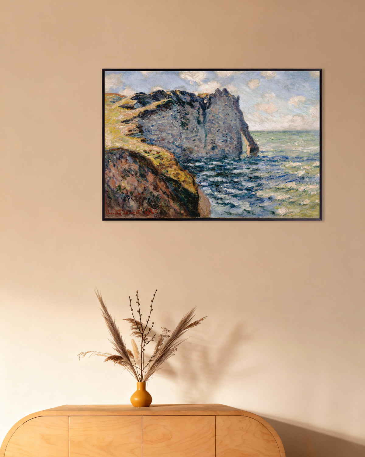 Poster De Falaise d'Aval, Étretat (1885) van Claude Monet met metalen lijst