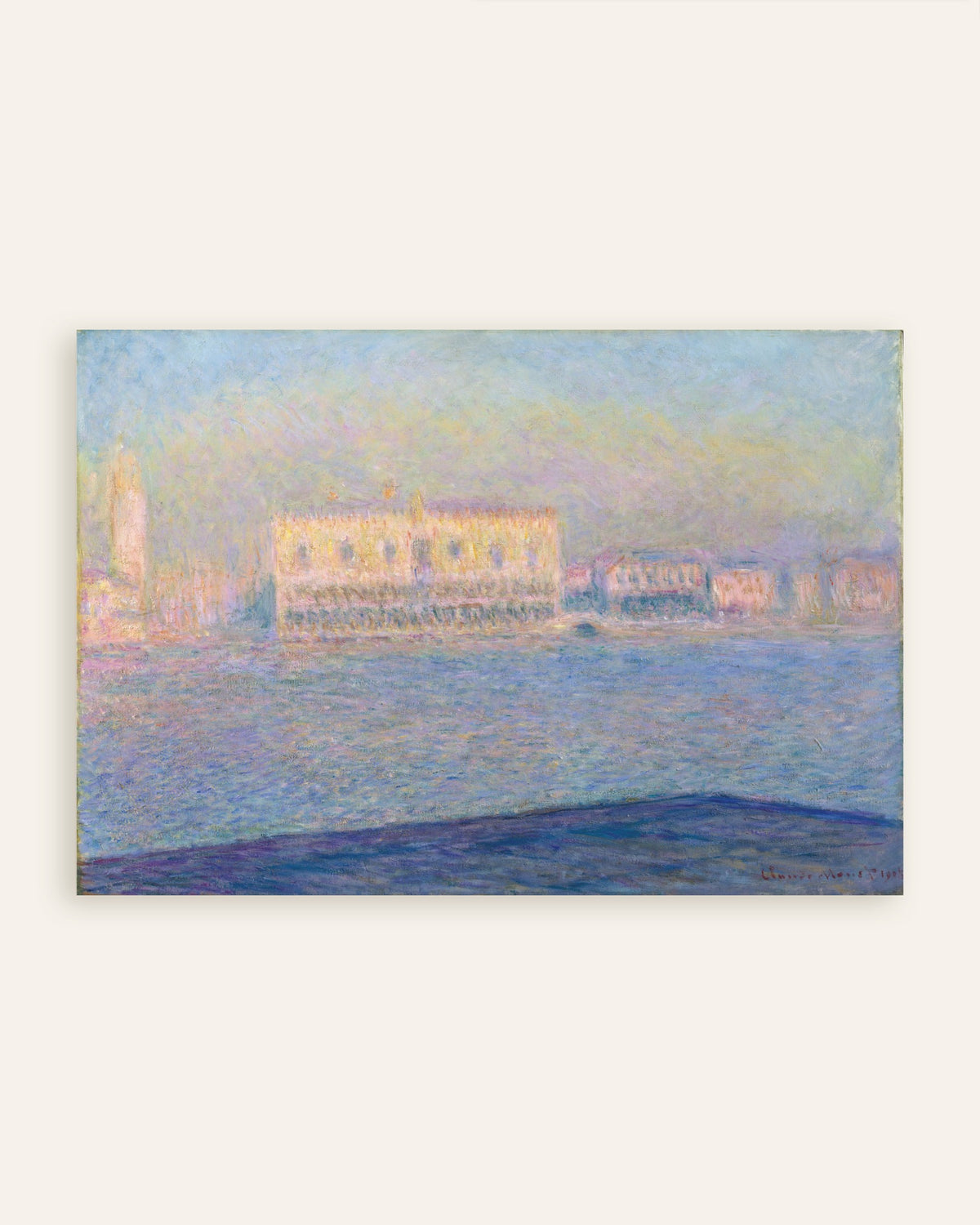 Poster Het Dogenpaleis gezien vanaf San Giorgio Maggiore (1908) van Claude Monet, miniatuur